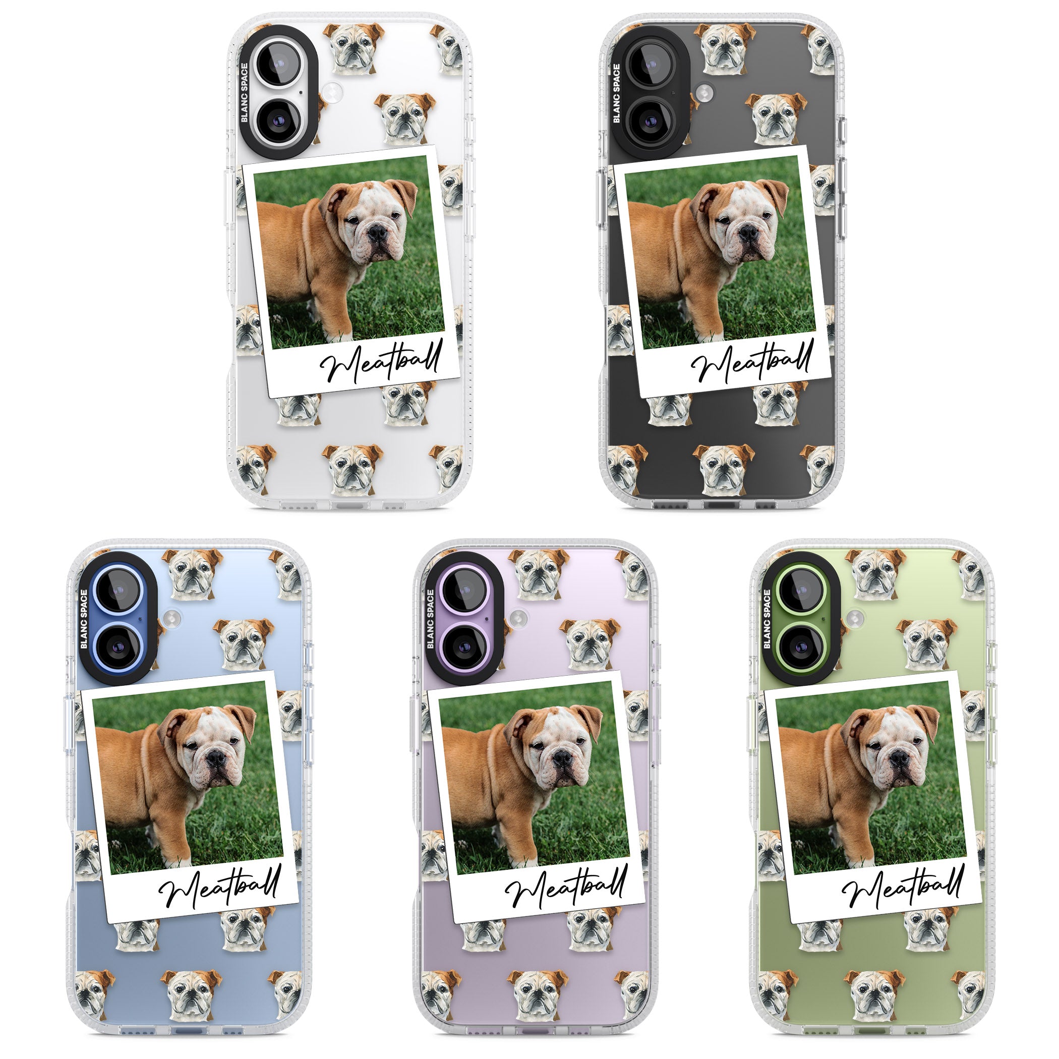 Personalised English Bulldog Instant Camera Photo iPhone 17 Impact Air Clear Phone Case APT Impact Protection