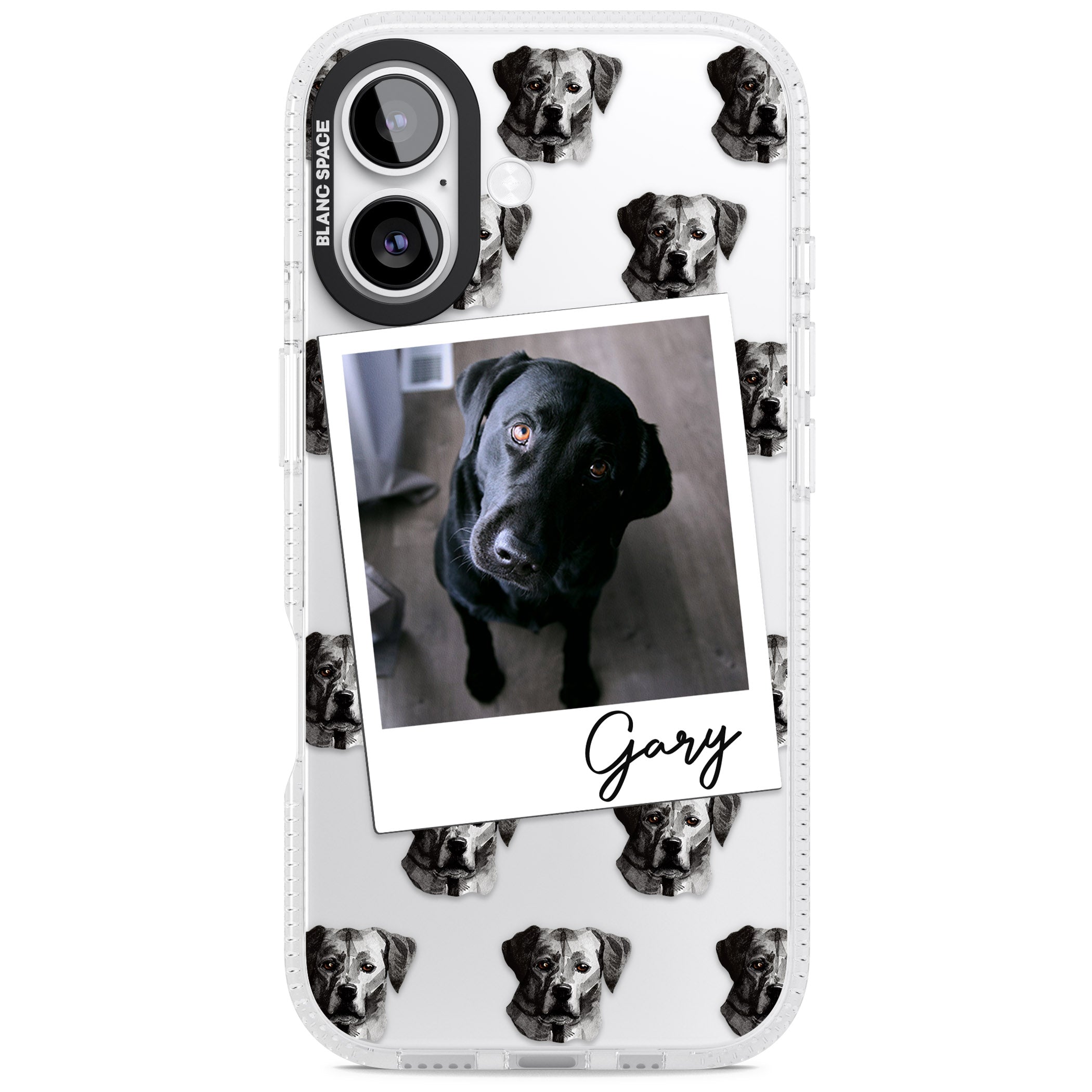 Personalised Black Labrador Instant Camera Photo iPhone 17 Impact Air Clear Phone Case