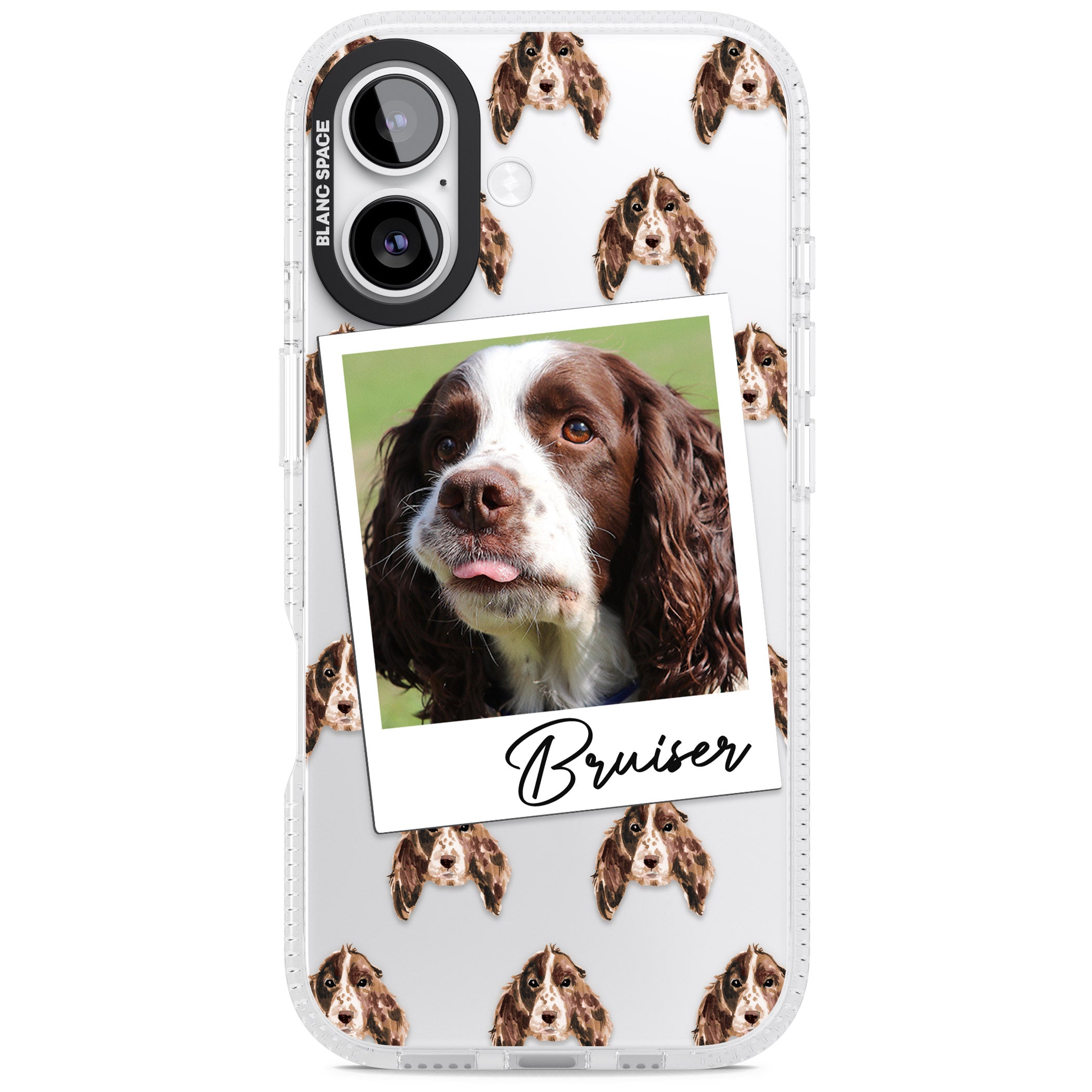 Personalised Springer Spaniel Instant Camera Photo iPhone 17 Impact Air Clear Phone Case