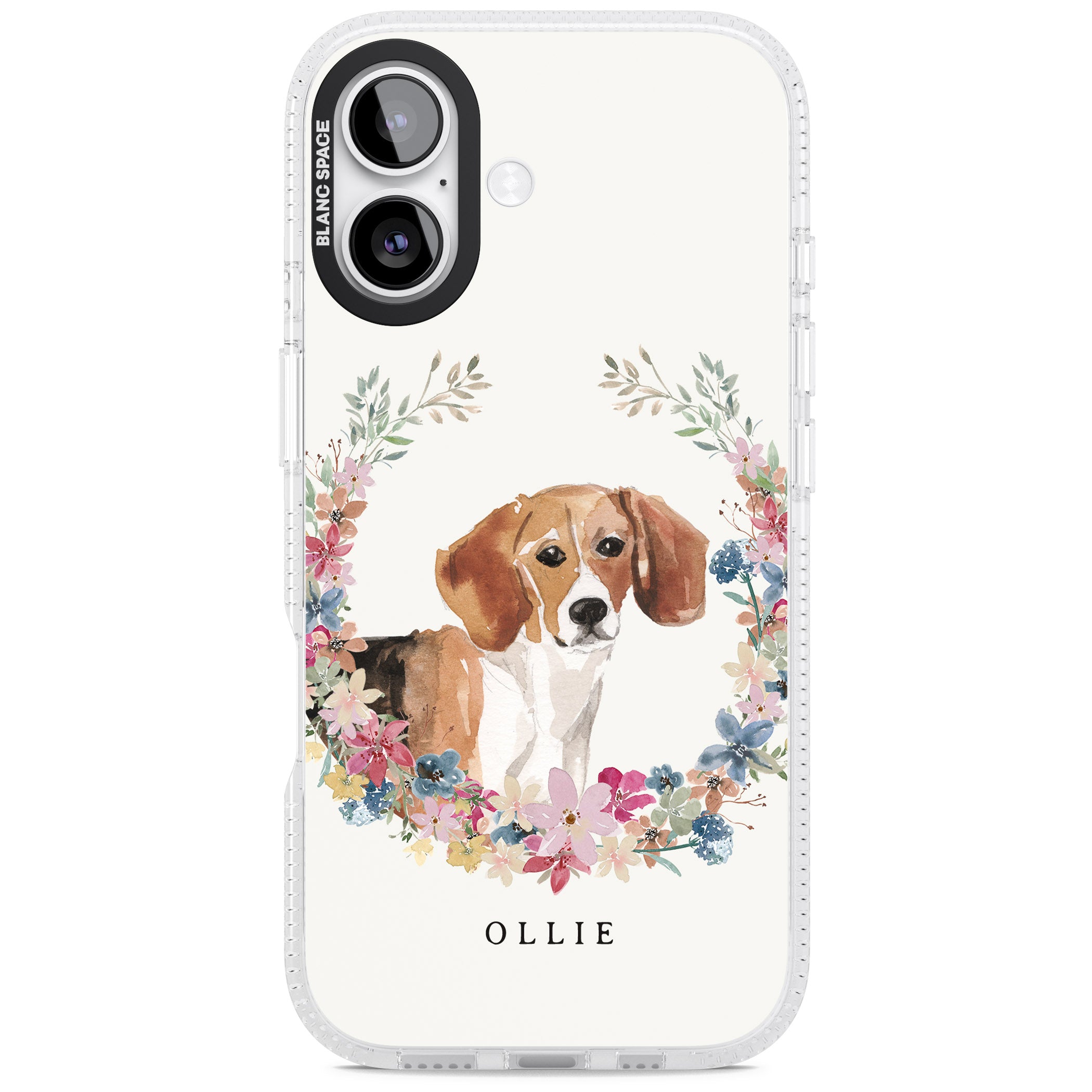 Personalised Beagle Floral Portrait iPhone 17 Impact Air Clear Phone Case