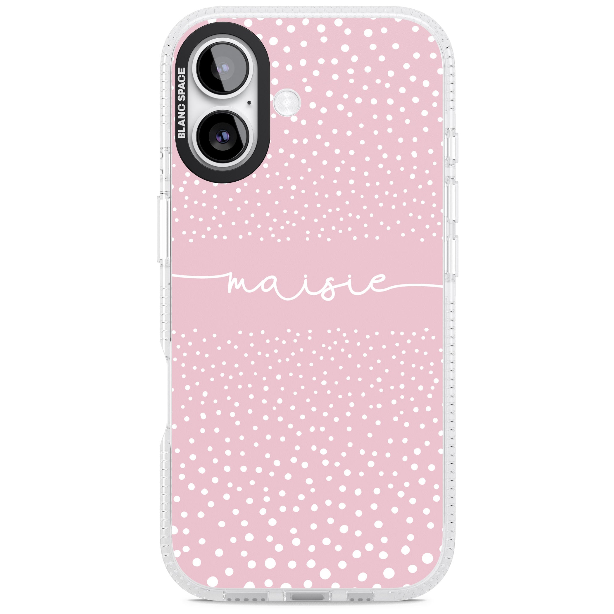 Personalised Pink Dots iPhone 17 Impact Air Clear Phone Case
