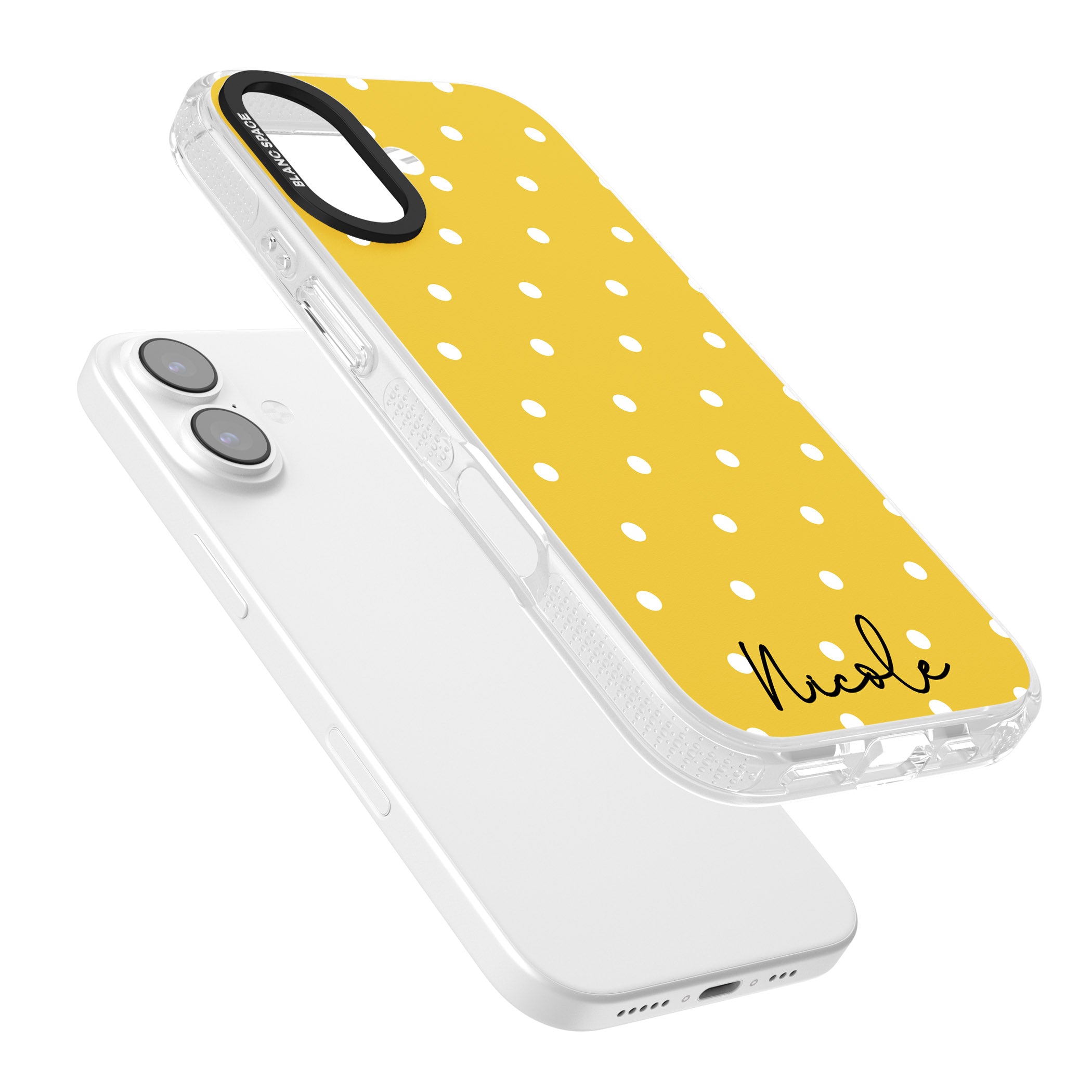 Personalised Yellow Polka Dot iPhone 17 Impact Air Clear Phone Case Colours