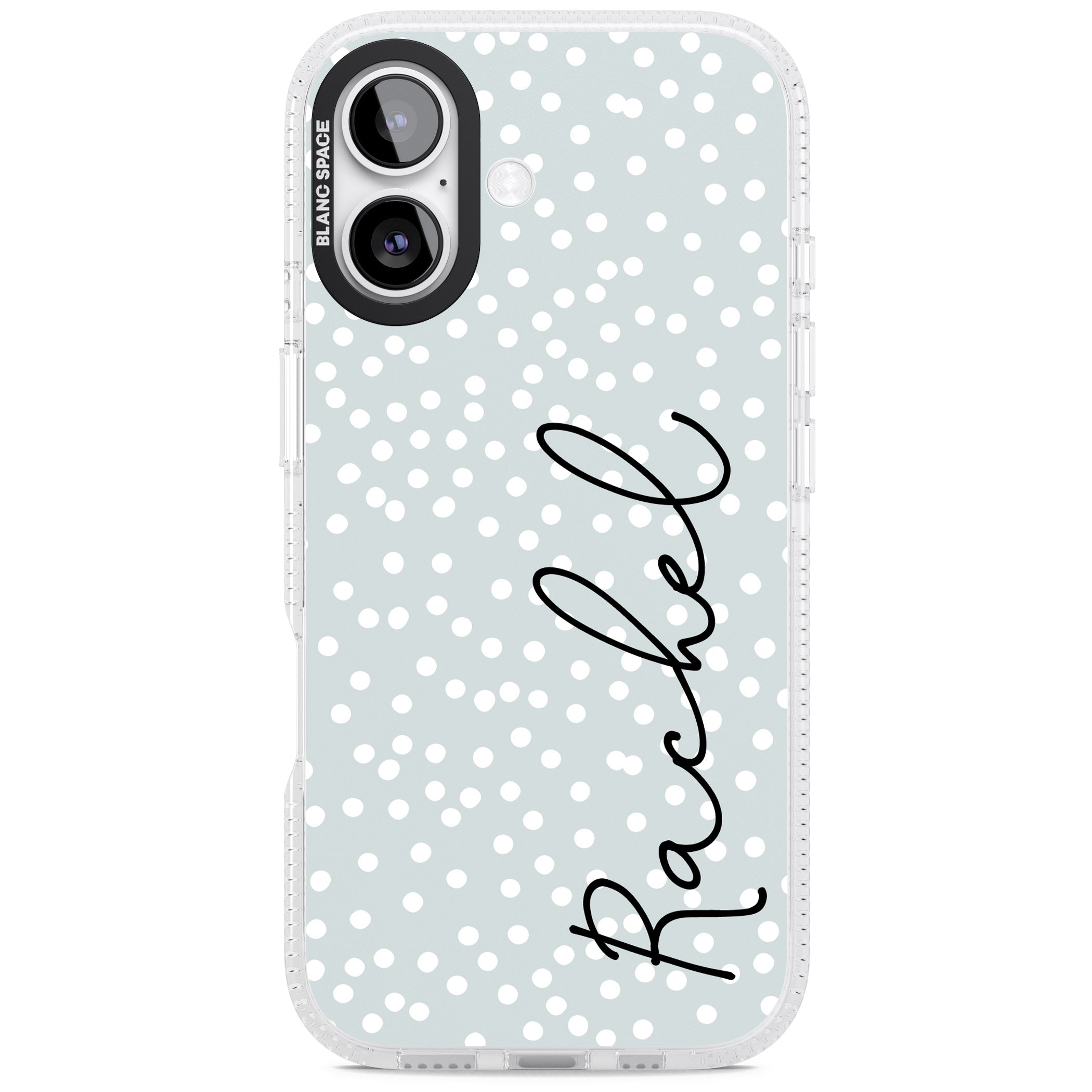 Personalised Vertical Cursive & Dots iPhone 17 Impact Air Clear Phone Case