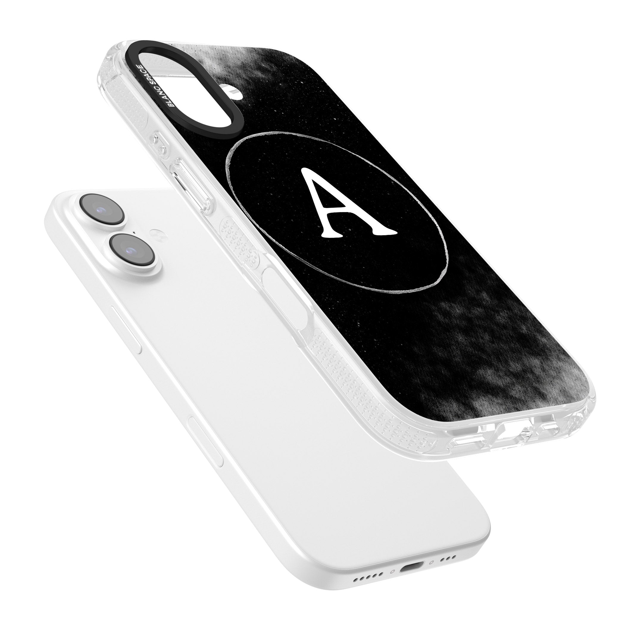 Personalised Monochrome Cosmic Monogram iPhone 17 Impact Air Clear Phone Case Colours