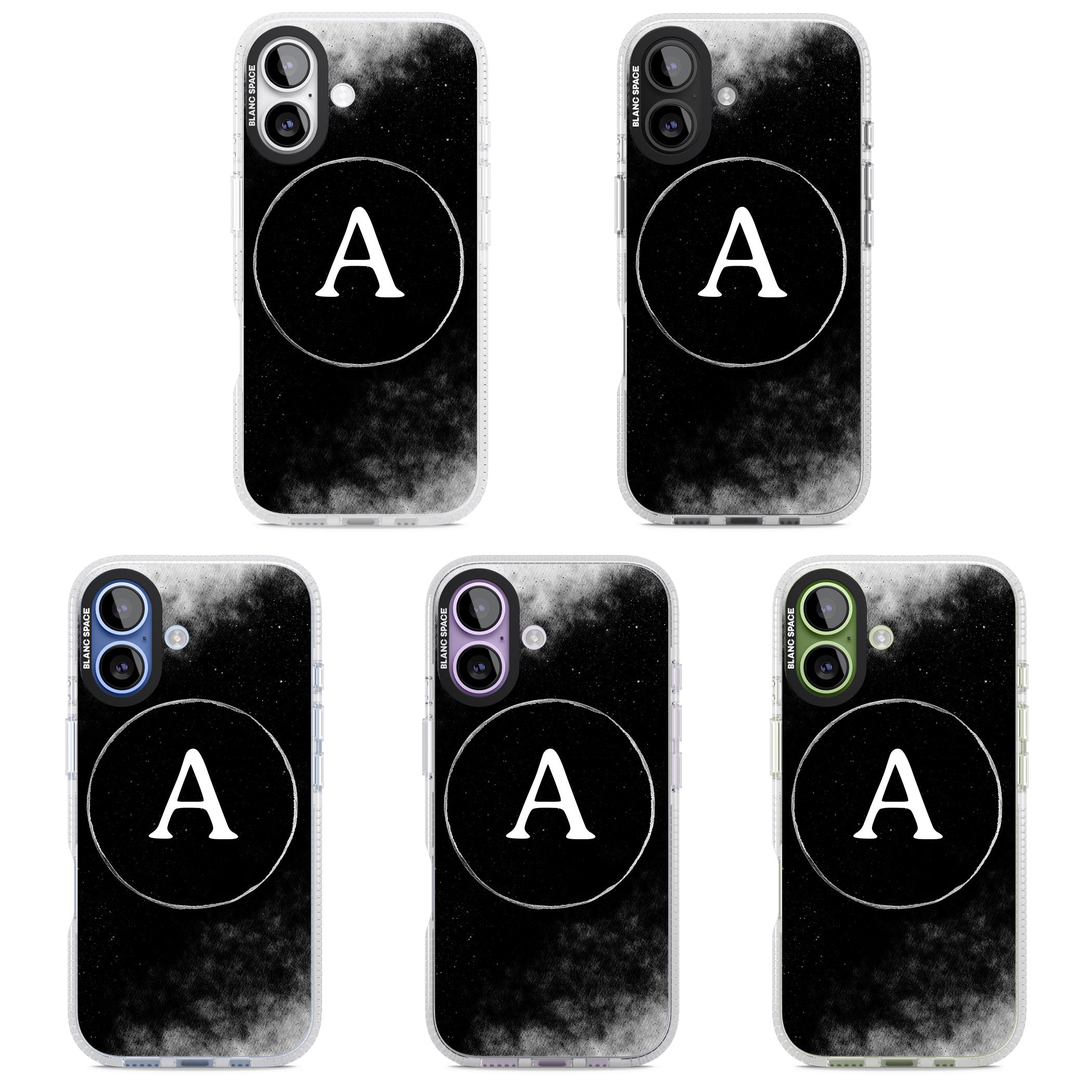 Personalised Monochrome Cosmic Monogram iPhone 17 Impact Air Clear Phone Case APT Impact Protection