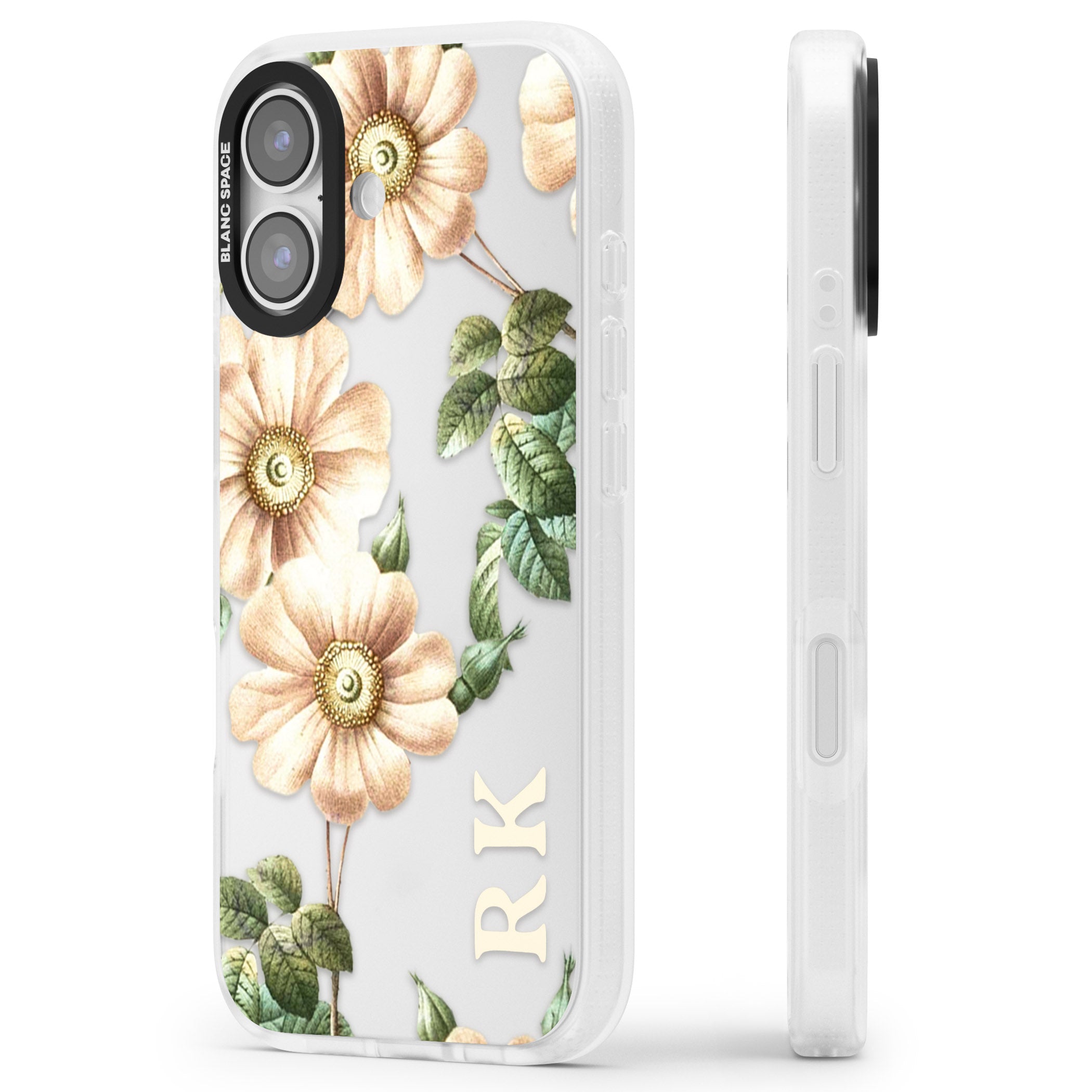 Personalised Vintage Floral Anemone iPhone 17 Impact Air Clear Phone Case Side Profile