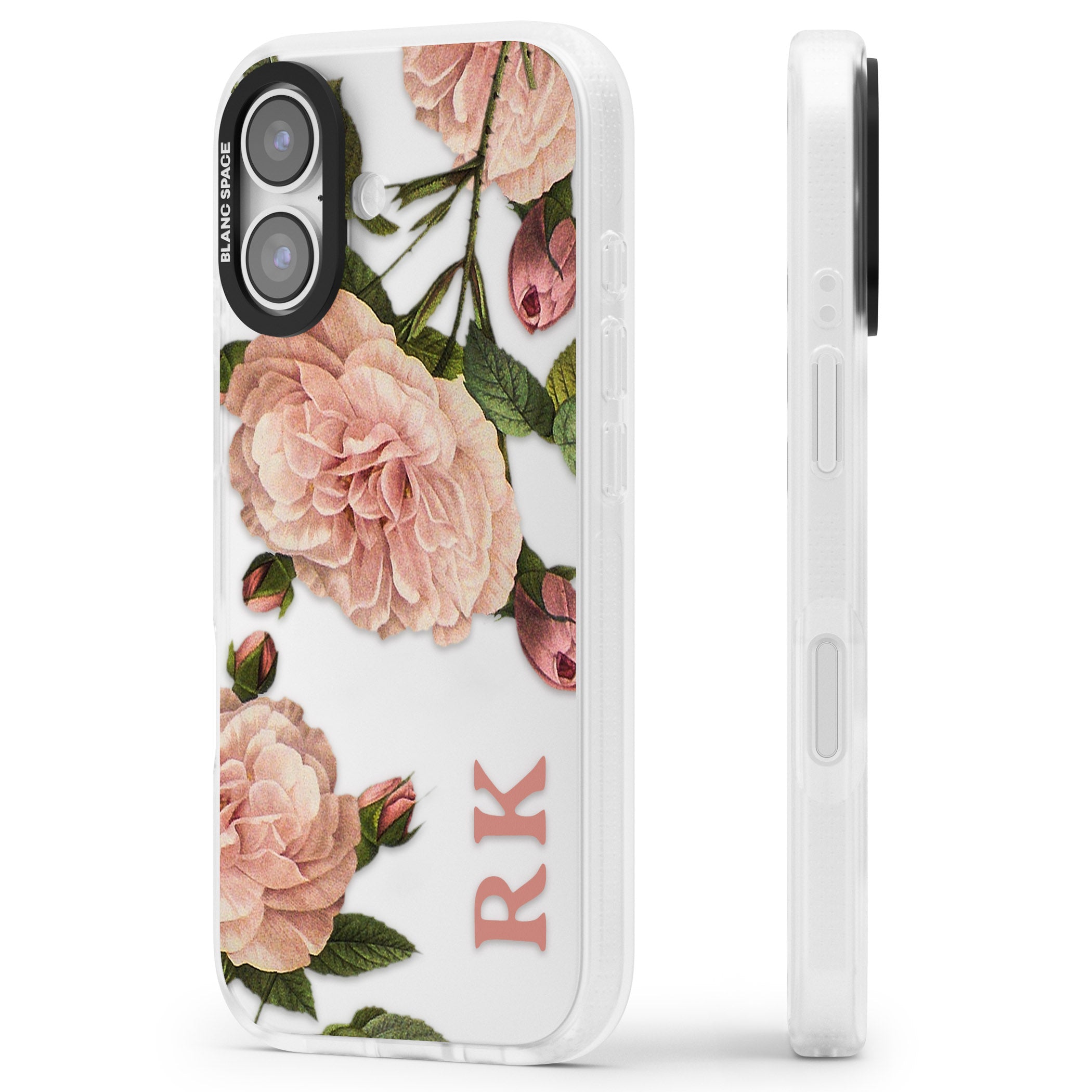 Personalised Vintage Floral iPhone 17 Impact Air Clear Phone Case Side Profile