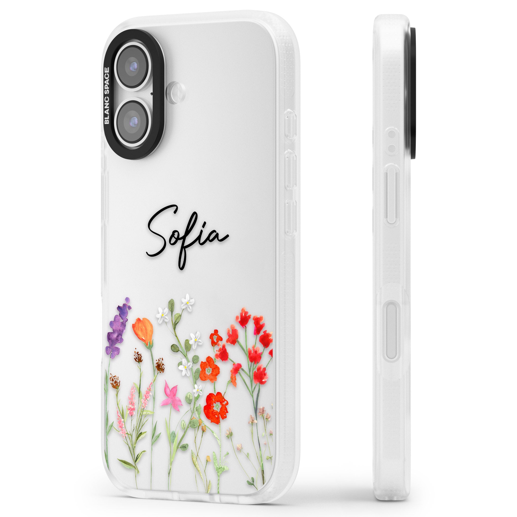 Personalised Spring Wildflowers iPhone 17 Impact Air Clear Phone Case Side Profile