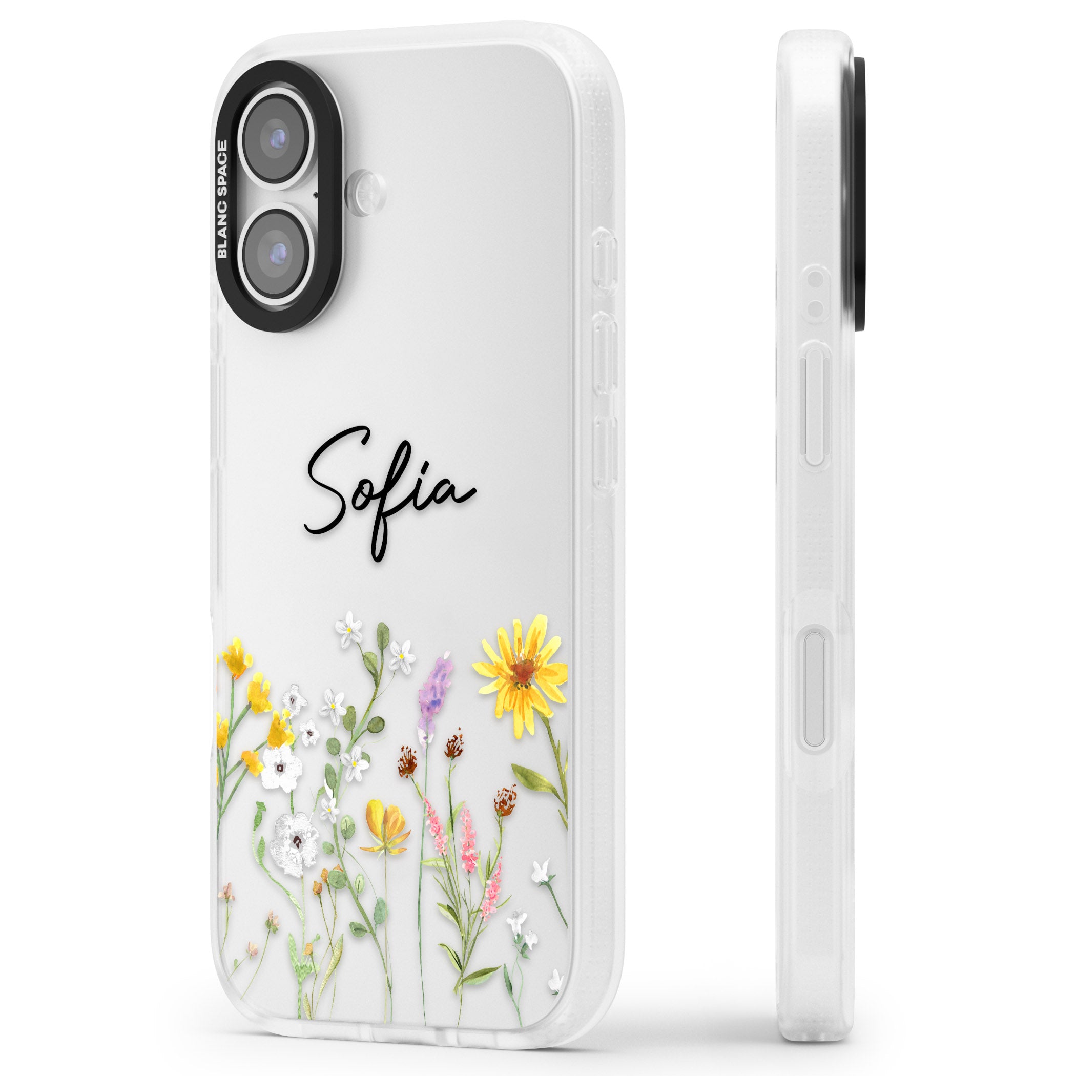 Personalised April Wildfowers iPhone 17 Impact Air Clear Phone Case Side Profile