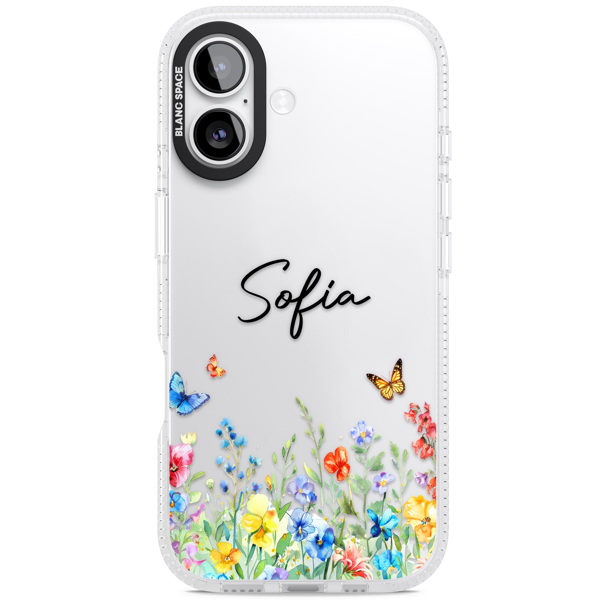 Personalised Buterflies Wildflowers iPhone 17 Impact Air Clear Phone Case