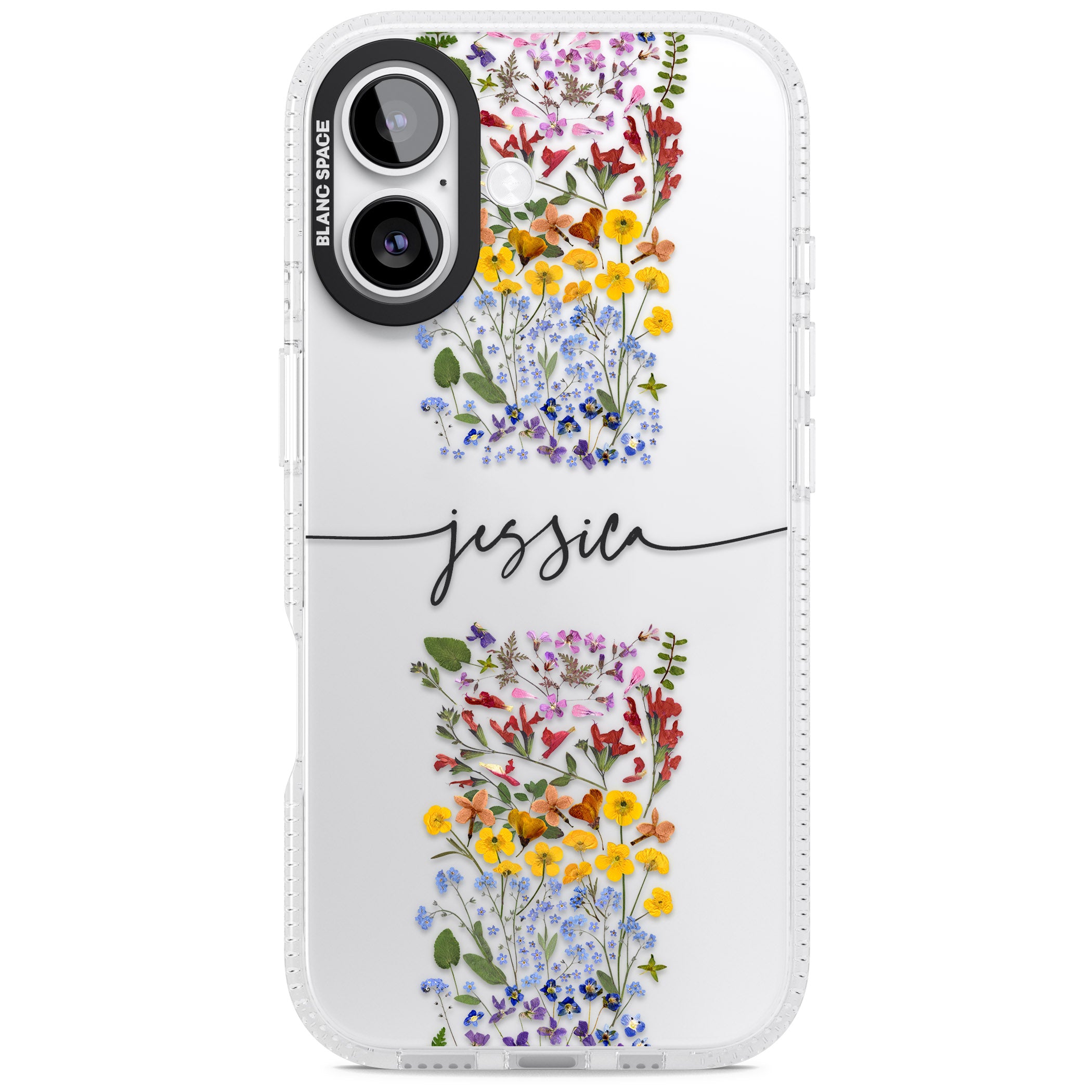 Personalised Wildflower Stripe iPhone 17 Impact Air Clear Phone Case