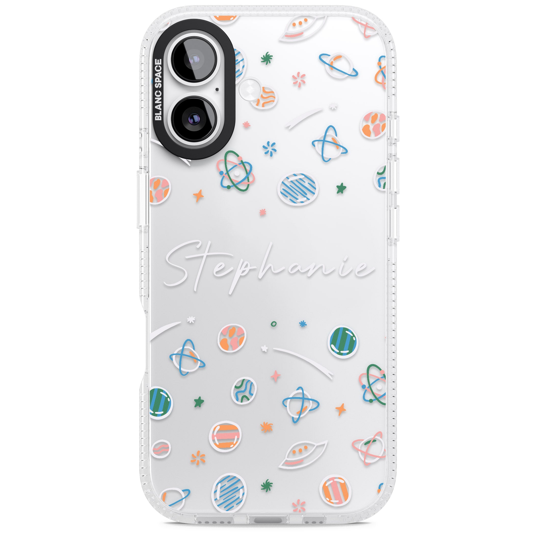 Personalised Space Pattern iPhone 17 Impact Air Clear Phone Case