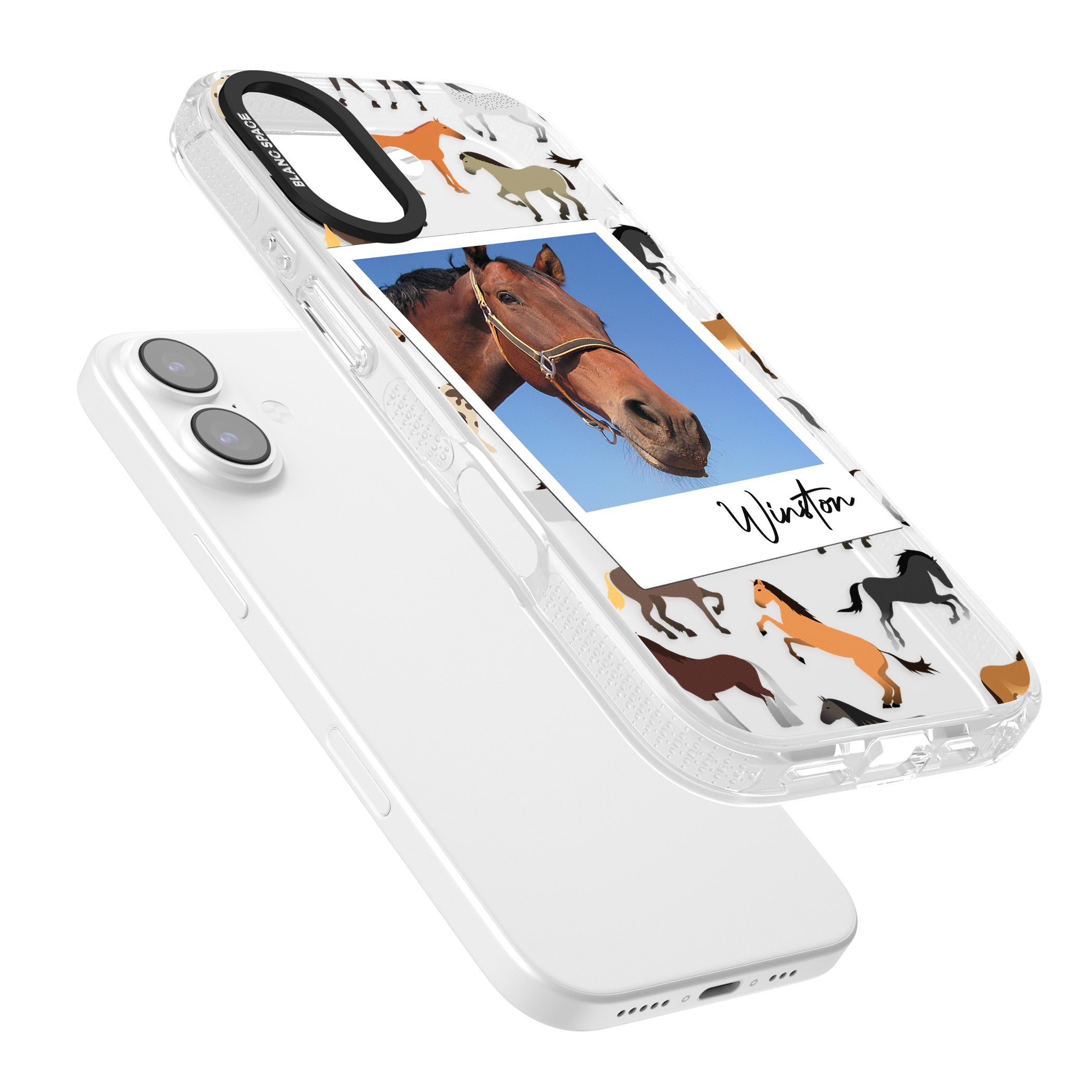 Personalised Horse Polaroid iPhone 17 Impact Air Clear Phone Case Colours