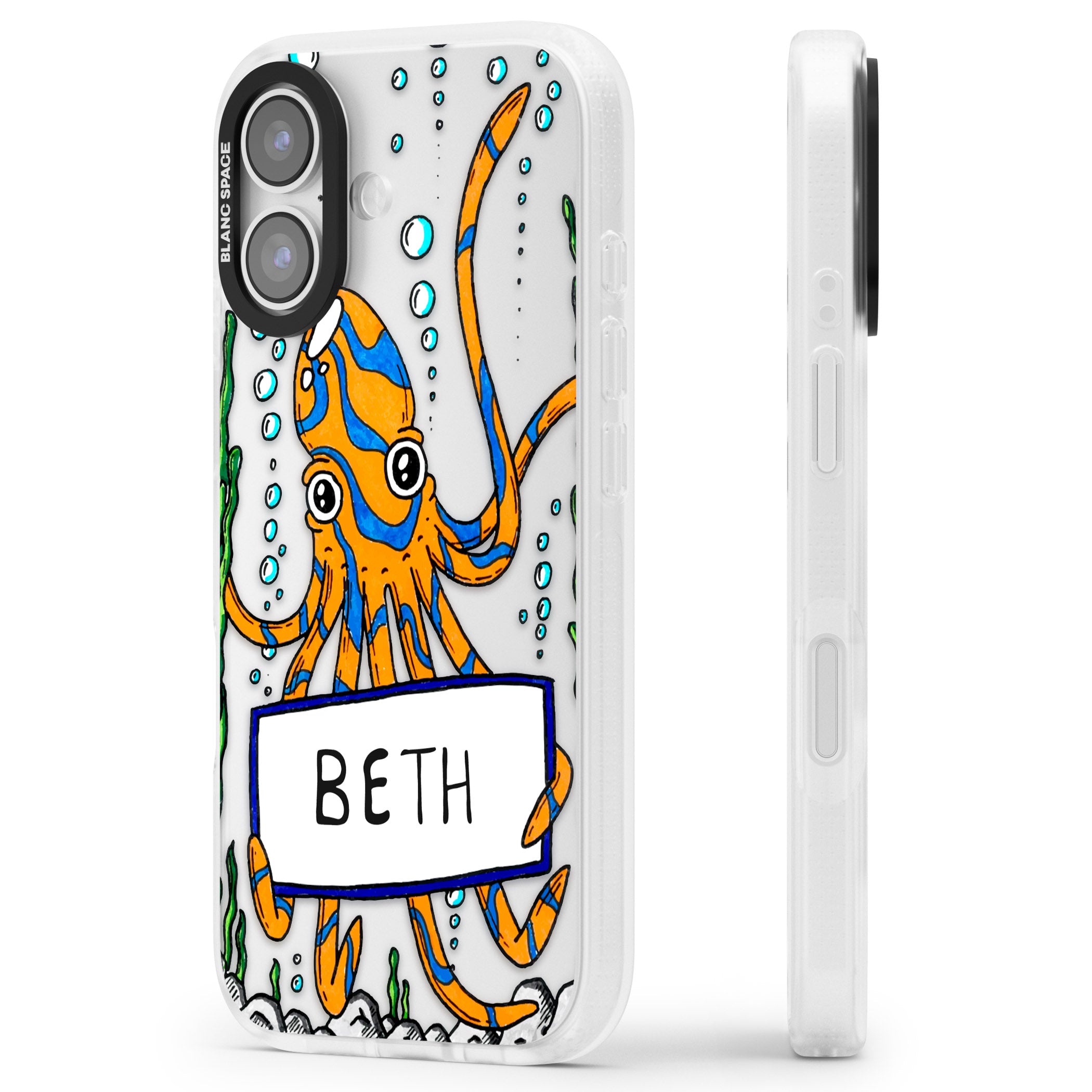 Personalised Octo iPhone 17 Impact Air Clear Phone Case Side Profile