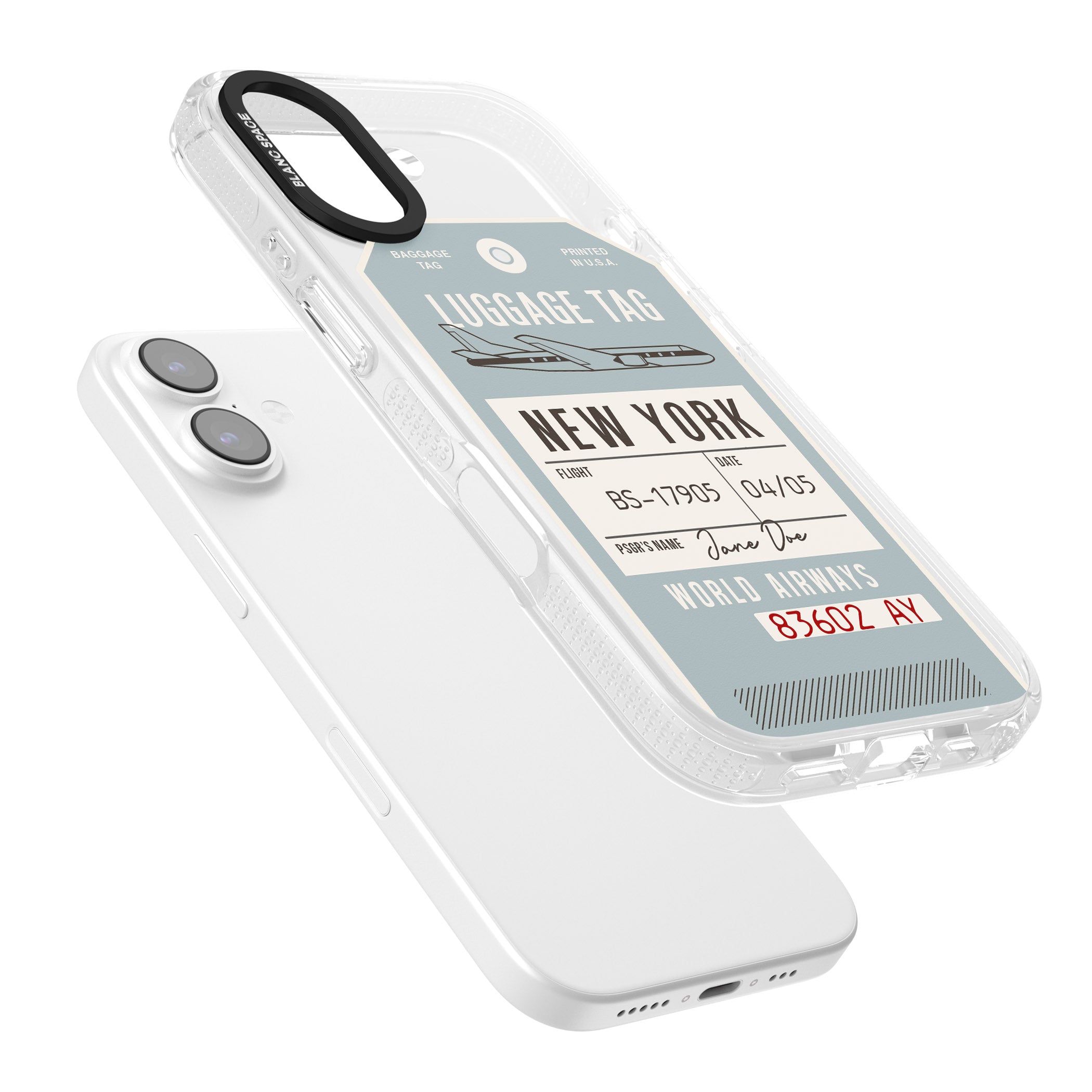 Personalised Vintage Usa Luggage Tag iPhone 17 Impact Air Clear Phone Case Colours