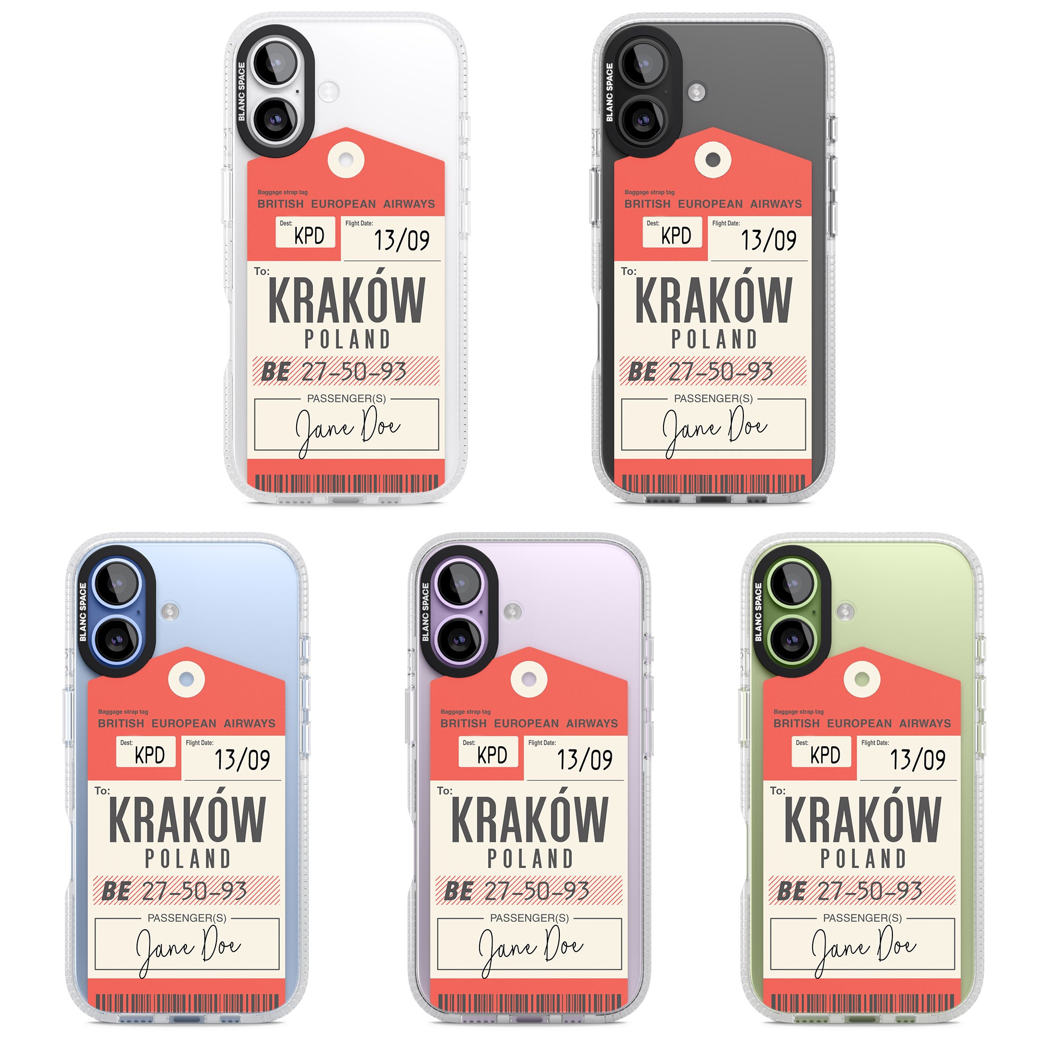 Personalised Vintage Bea Luggage Tag iPhone 17 Impact Air Clear Phone Case APT Impact Protection