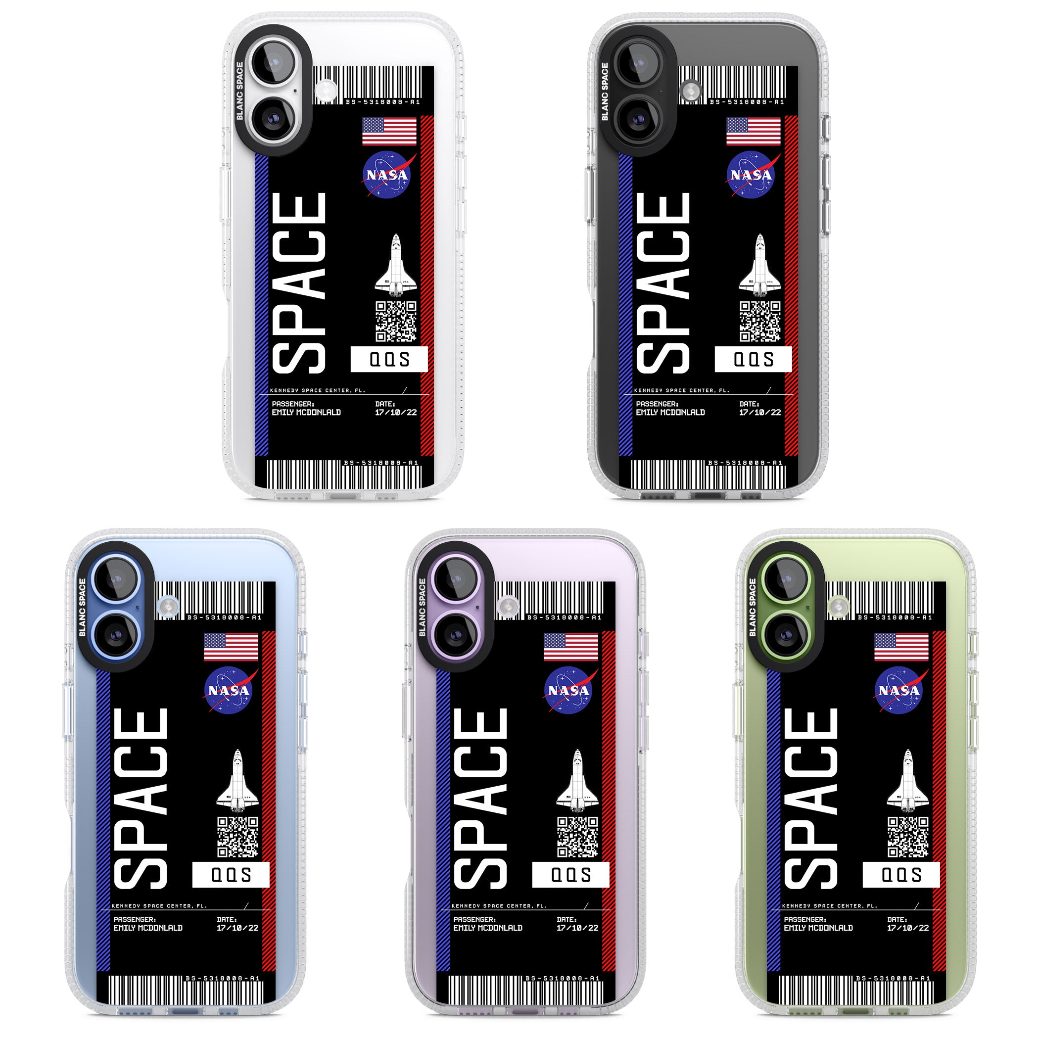 Personalised Nasa Boarding Pass (Dark) iPhone 17 Impact Air Clear Phone Case APT Impact Protection