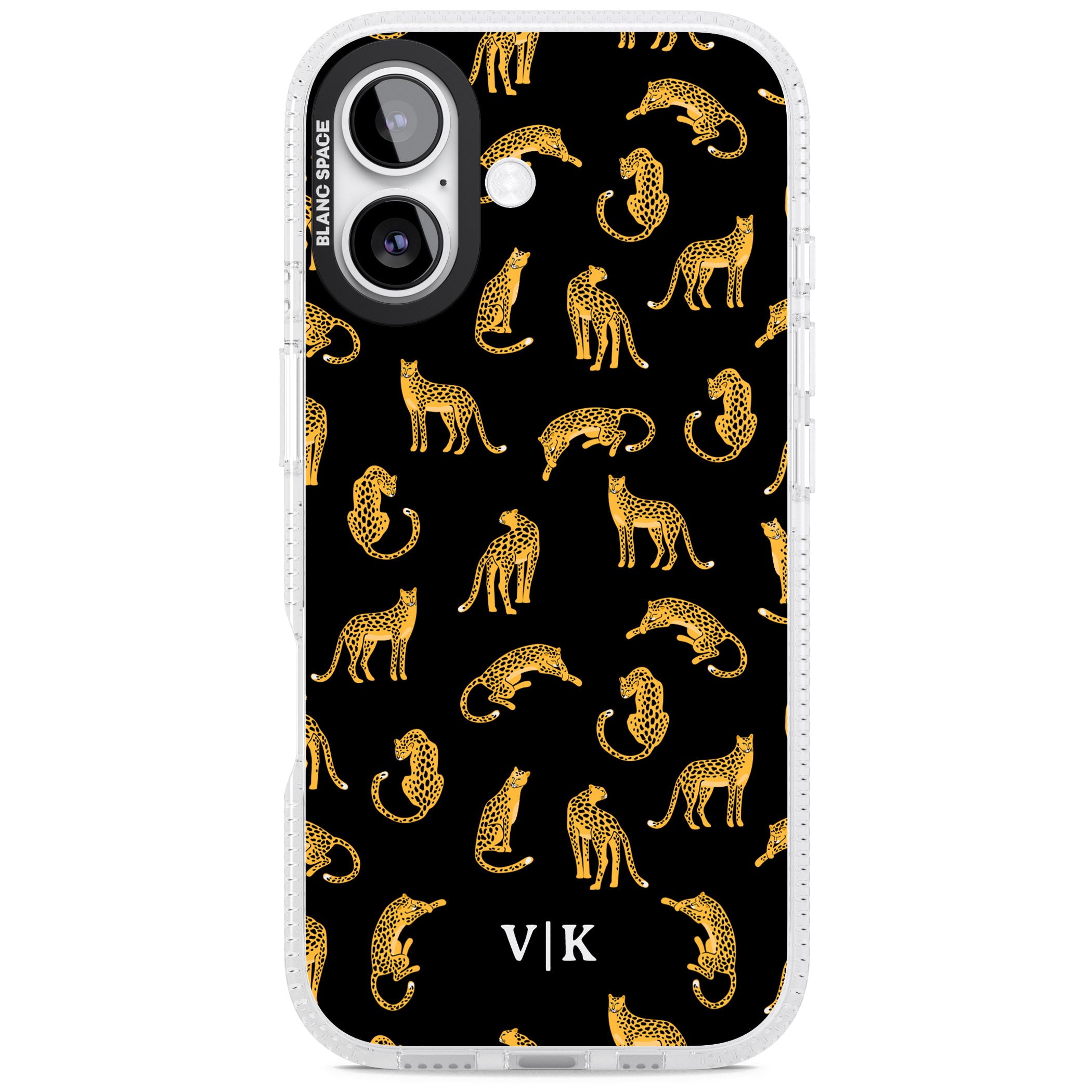 Personalised Gold Cheetah Pattern iPhone 17 Impact Air Clear Phone Case