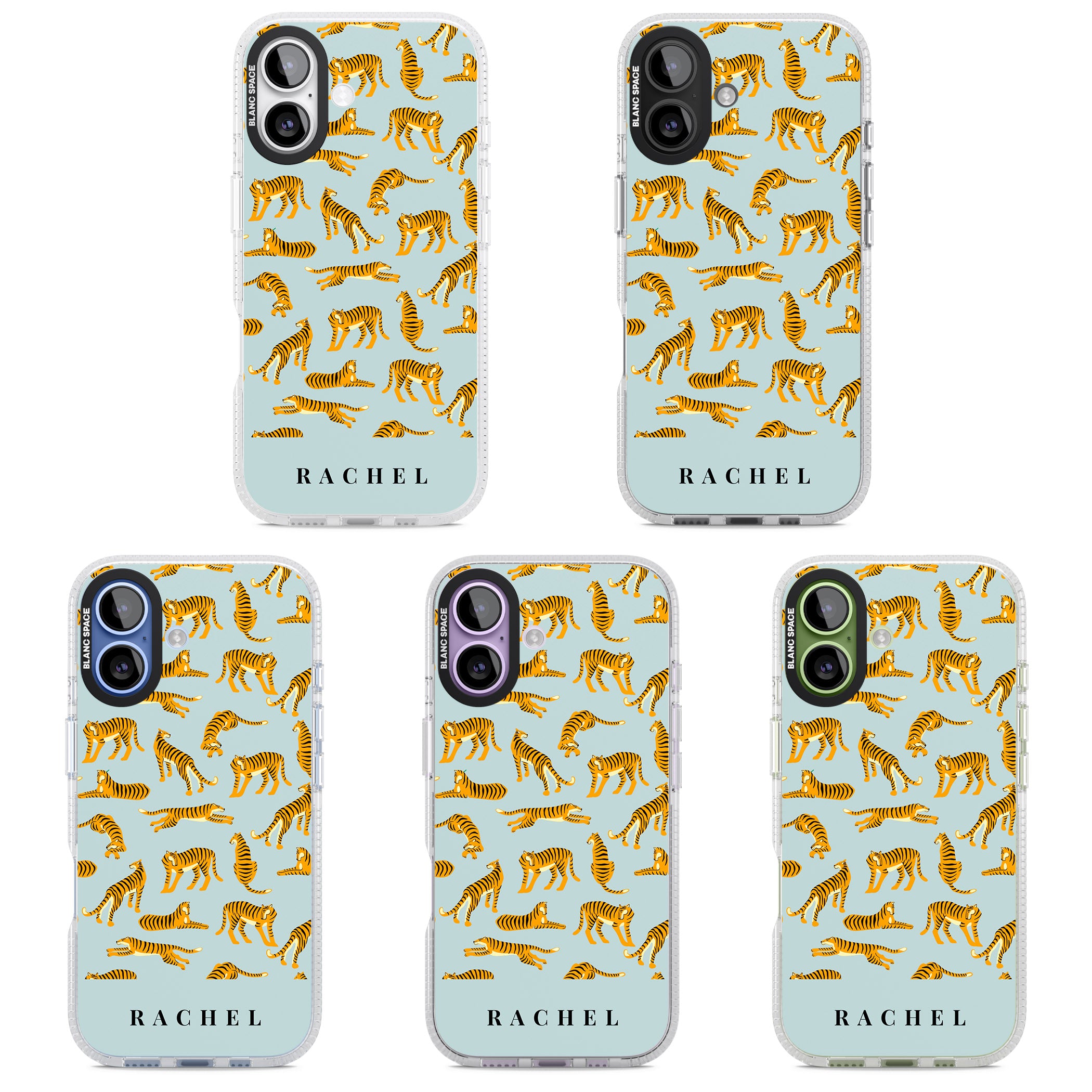 Personalised Turquoise Tiger Pattern iPhone 17 Impact Air Clear Phone Case APT Impact Protection