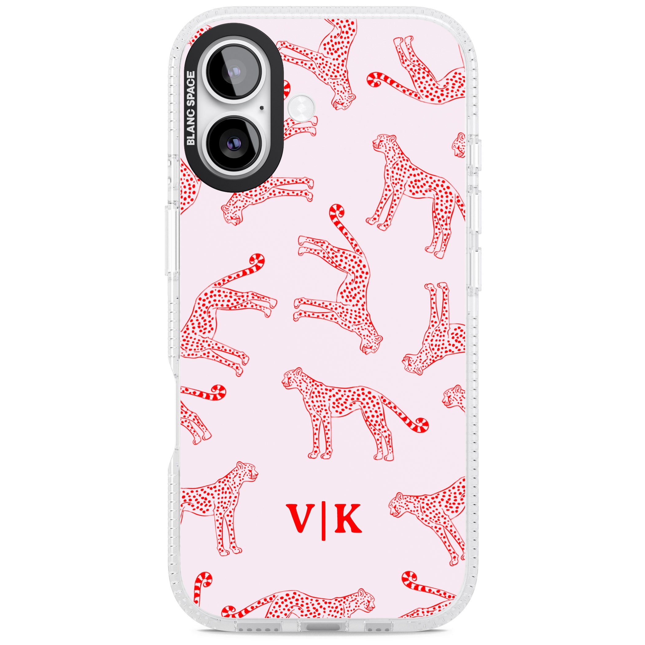 Personalised Red & Pink Cheetah iPhone 17 Impact Air Clear Phone Case