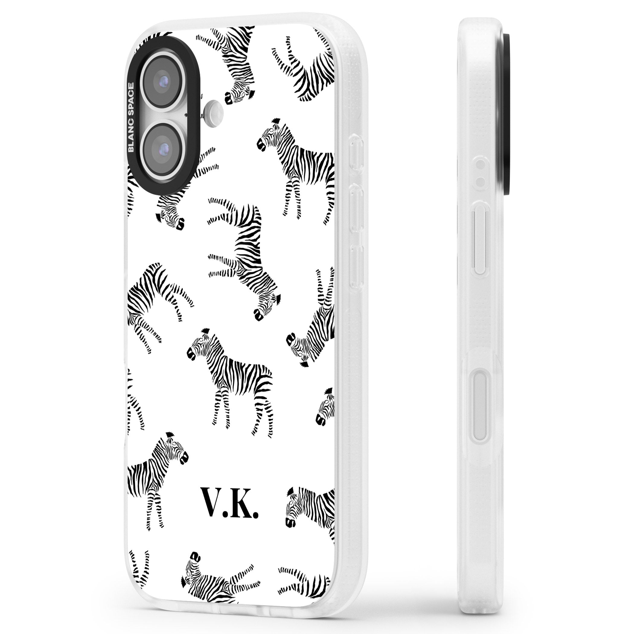 Personalised Zebra Pattern iPhone 17 Impact Air Clear Phone Case Side Profile
