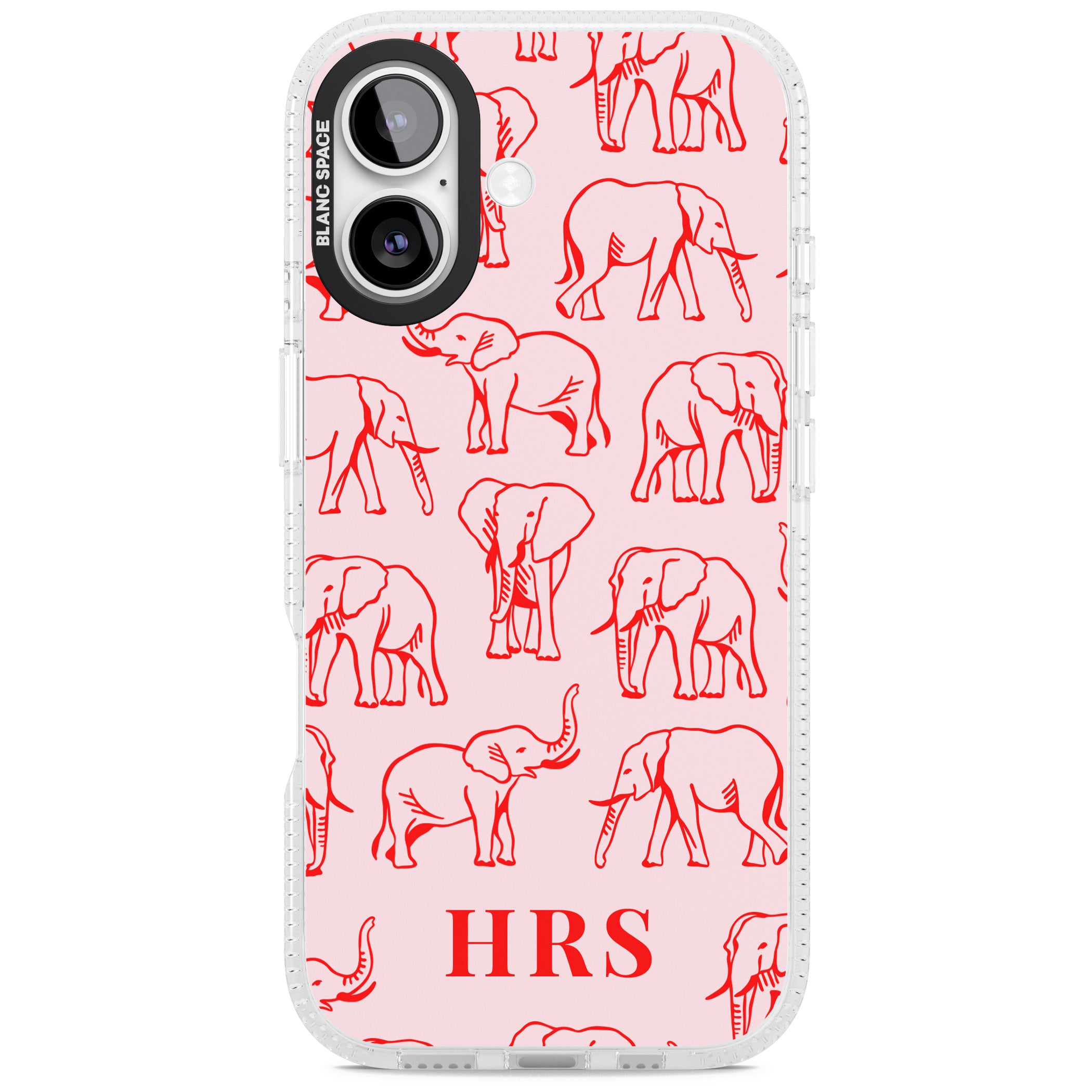 Personalised Red Elephant Outline iPhone 17 Impact Air Clear Phone Case