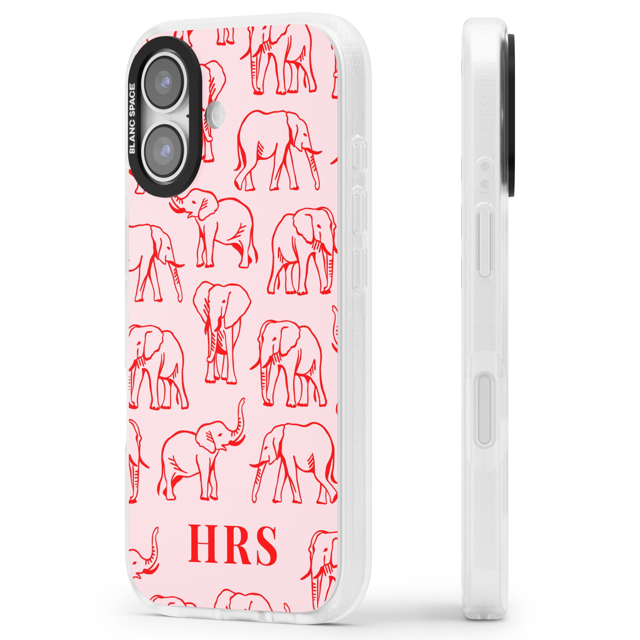 Personalised Red Elephant Outline iPhone 17 Impact Air Clear Phone Case Side Profile