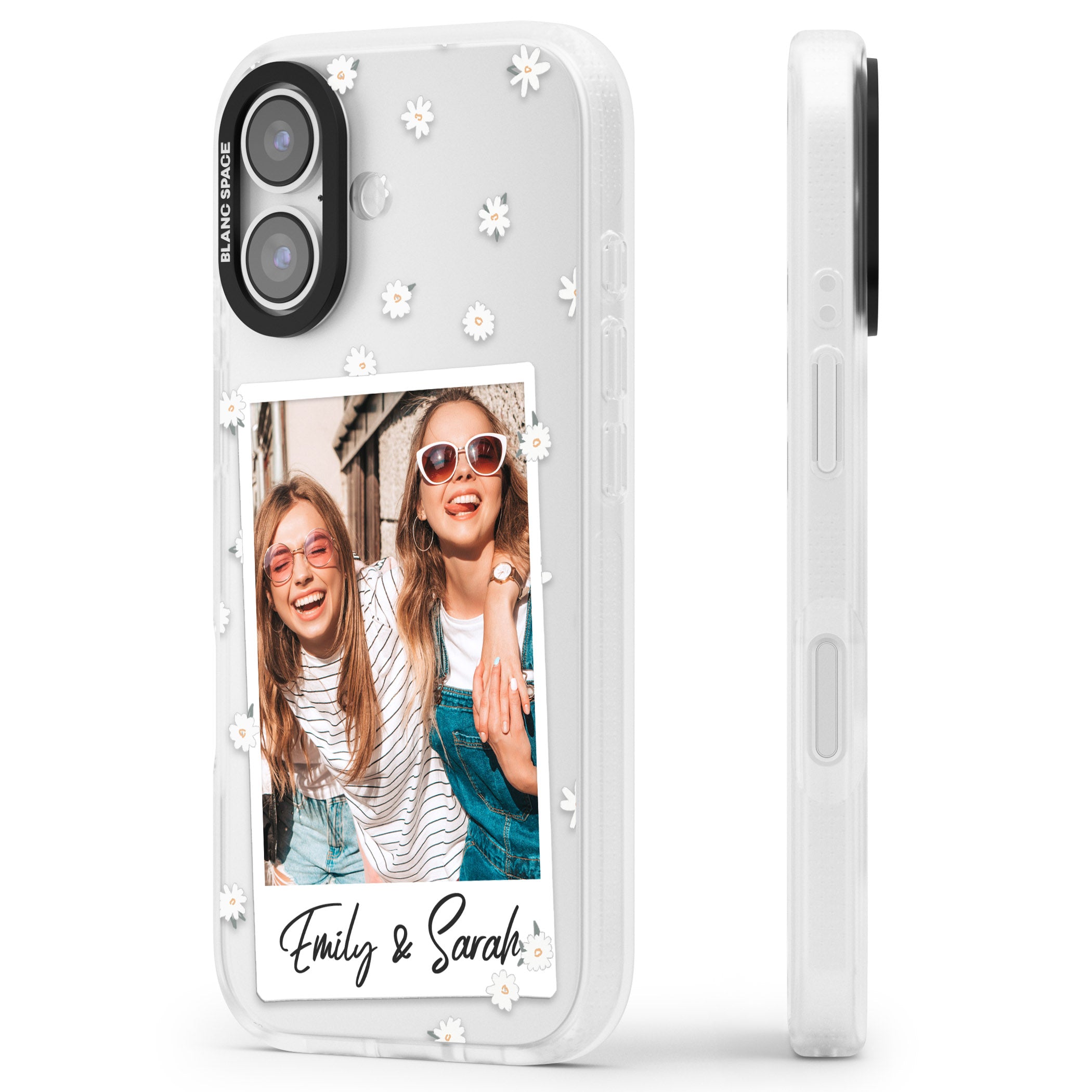 Personalised Daisy Instant Photo iPhone 17 Impact Air Clear Phone Case Side Profile