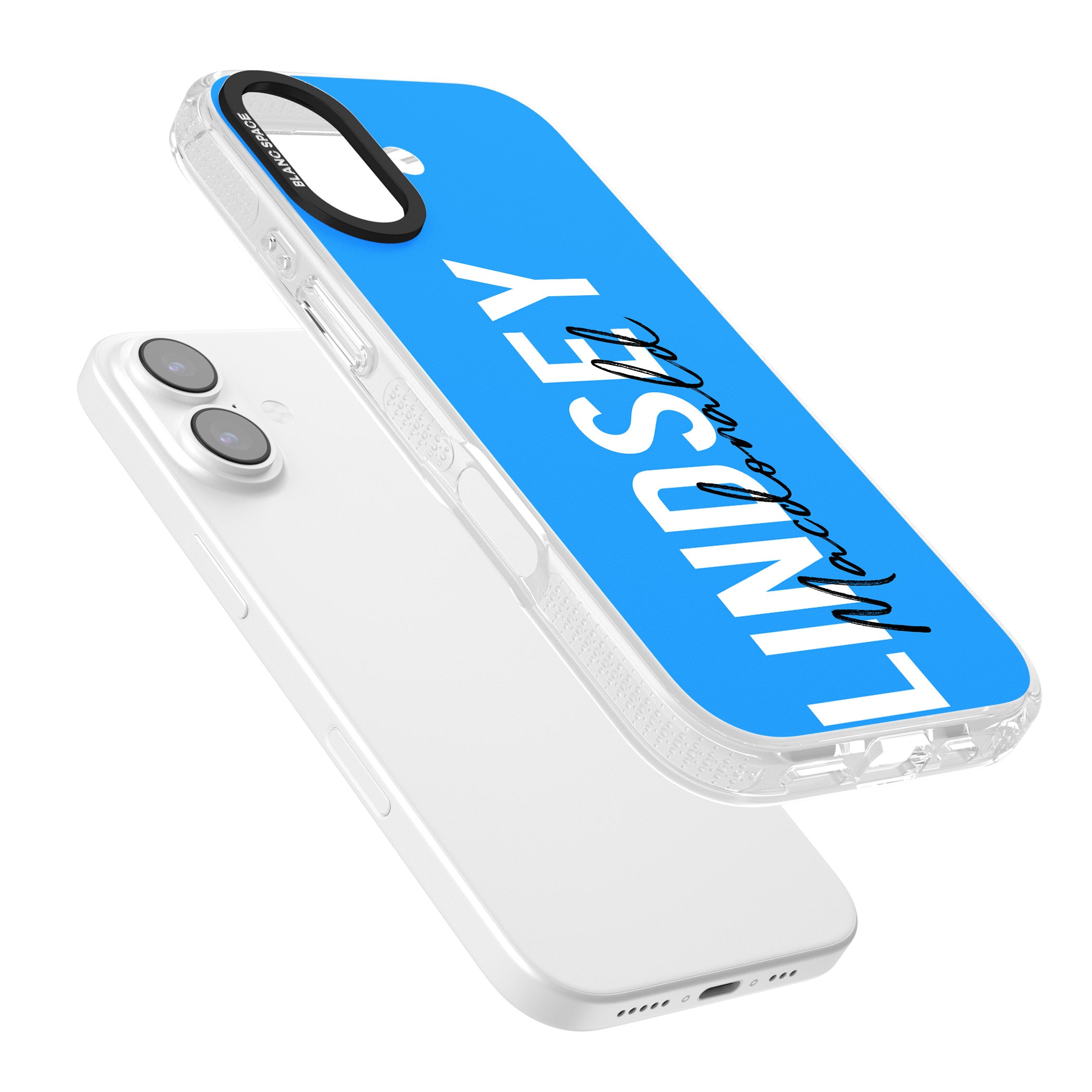 Personalised Bold Name: Blue iPhone 17 Impact Air Clear Phone Case Colours