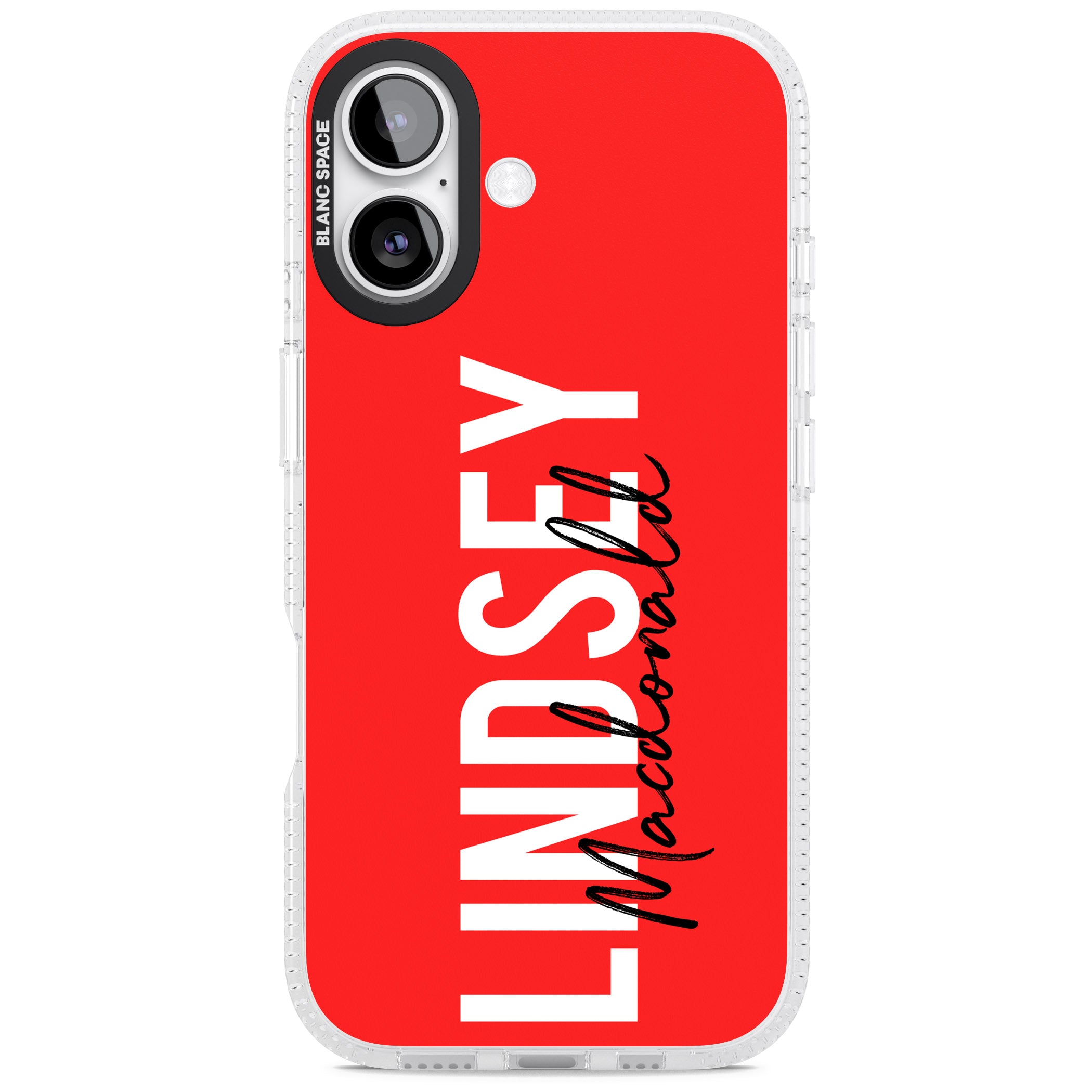 Personalised Bold Name: Red iPhone 17 Impact Air Clear Phone Case