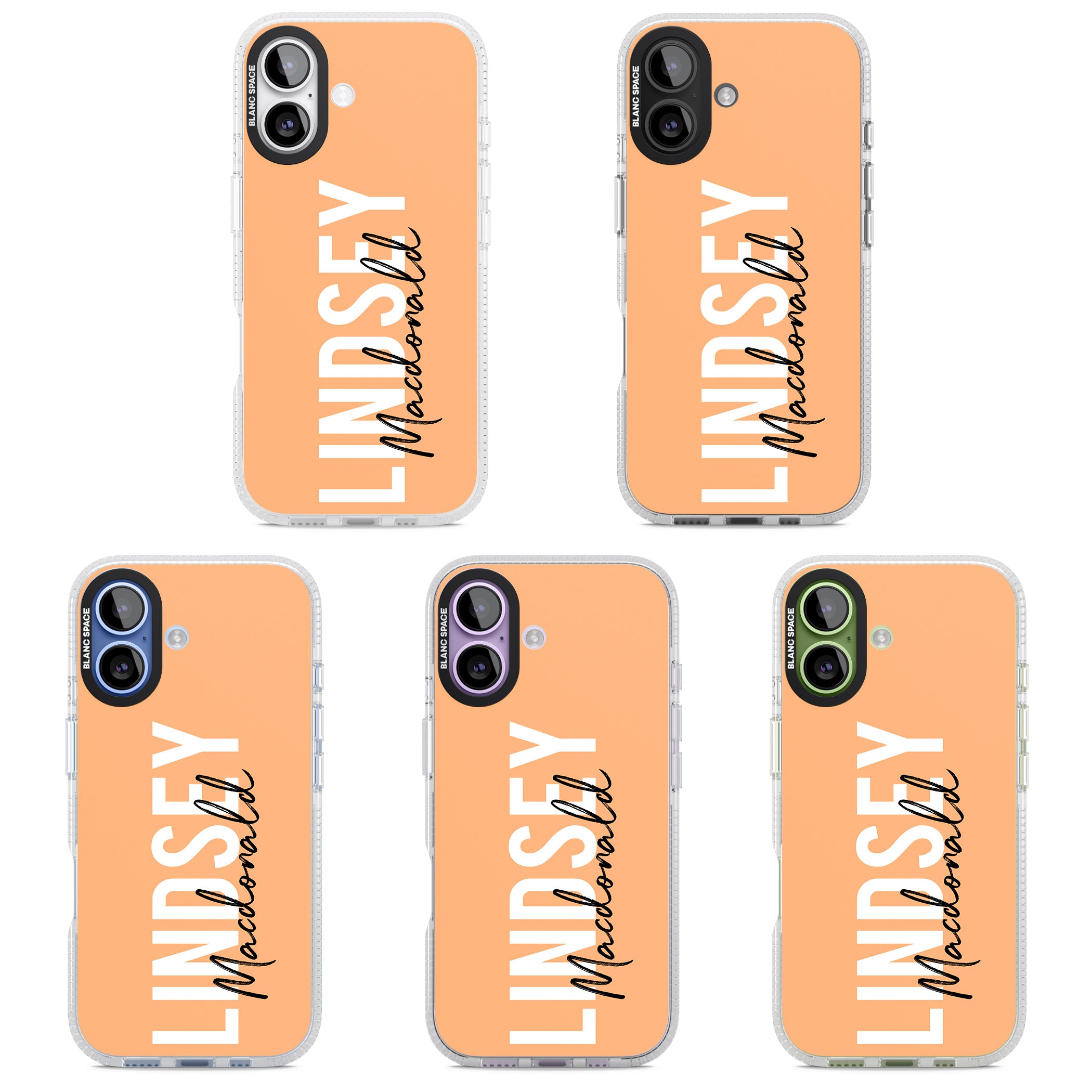 Personalised Bold Name: Peach iPhone 17 Impact Air Clear Phone Case APT Impact Protection