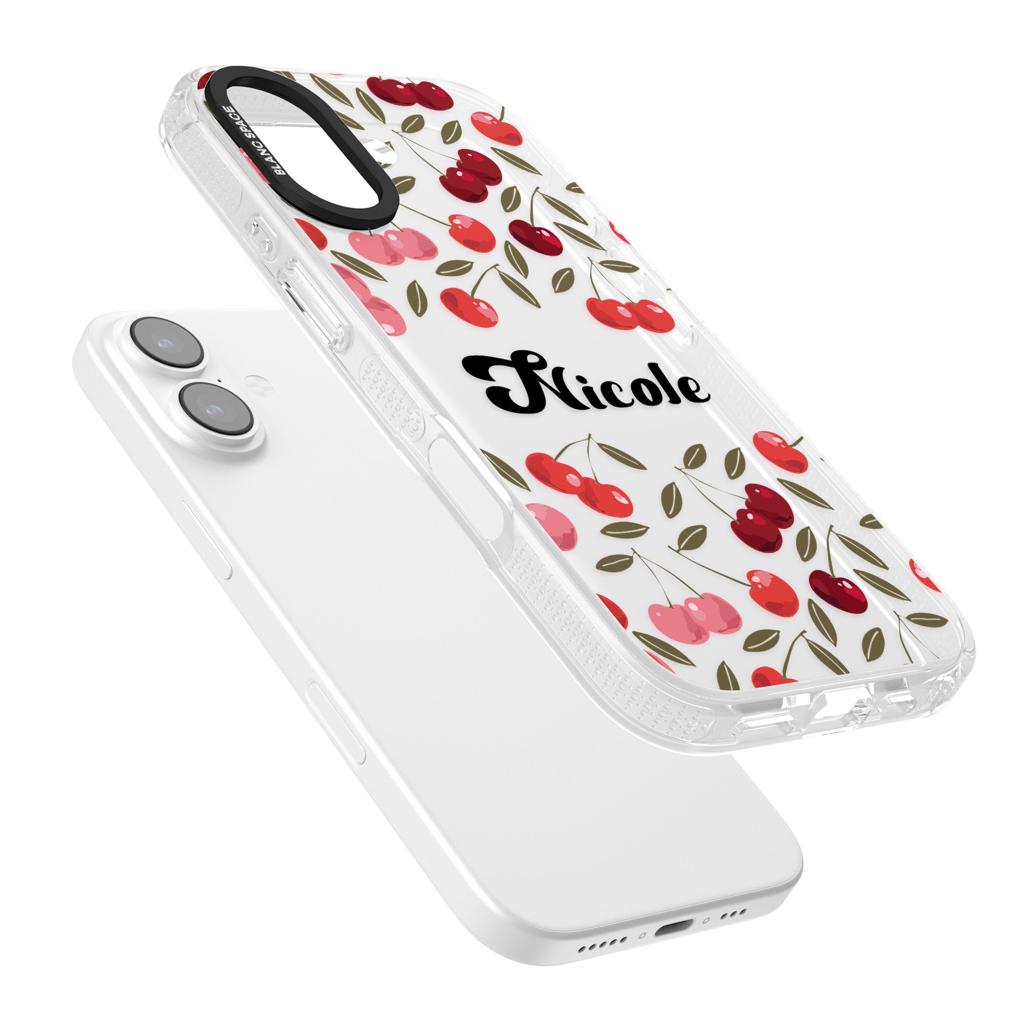 Personalised Cherry Pattern iPhone 17 Impact Air Clear Phone Case Colours