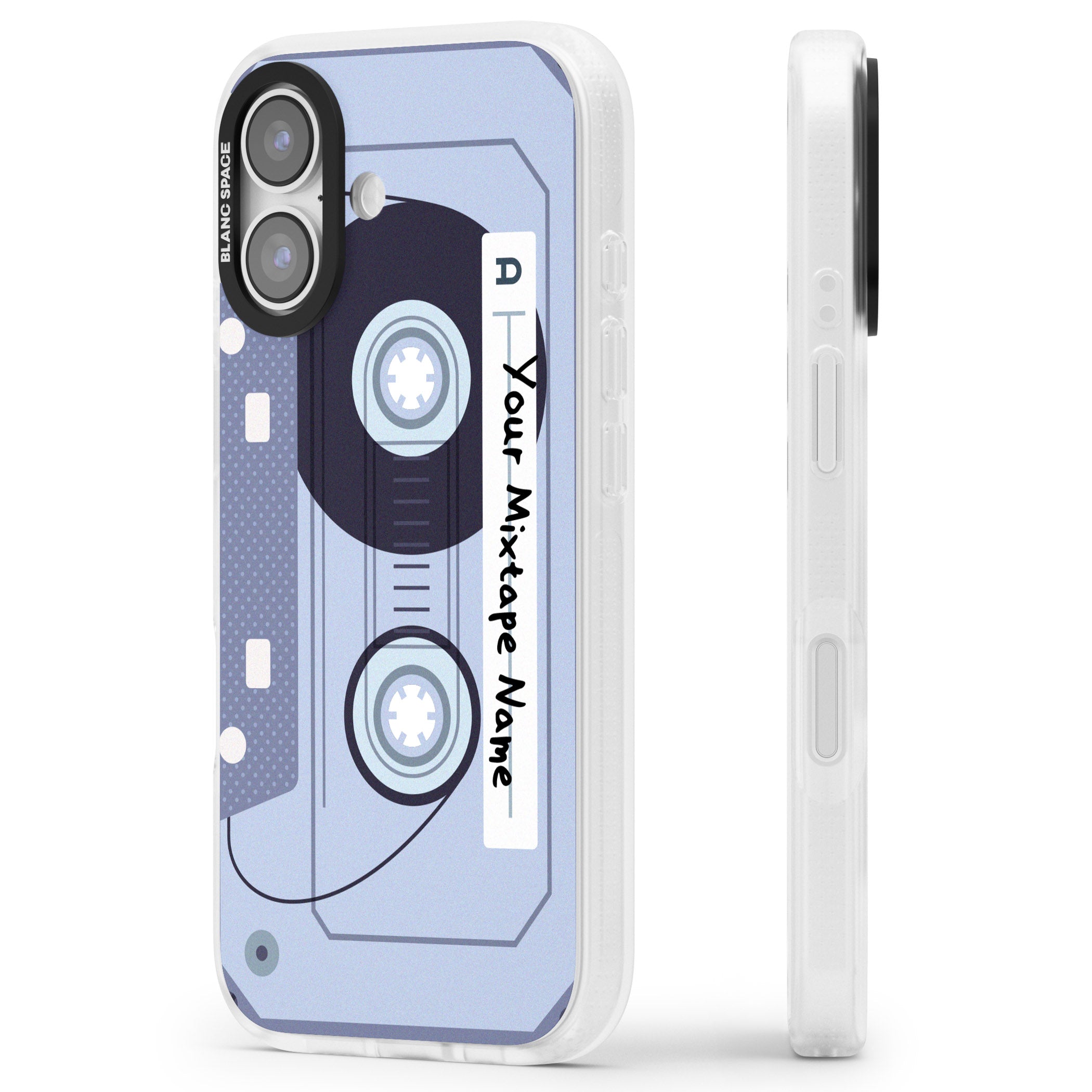 Personalised Retro Mixtape Industrial iPhone 17 Impact Air Clear Phone Case Side Profile