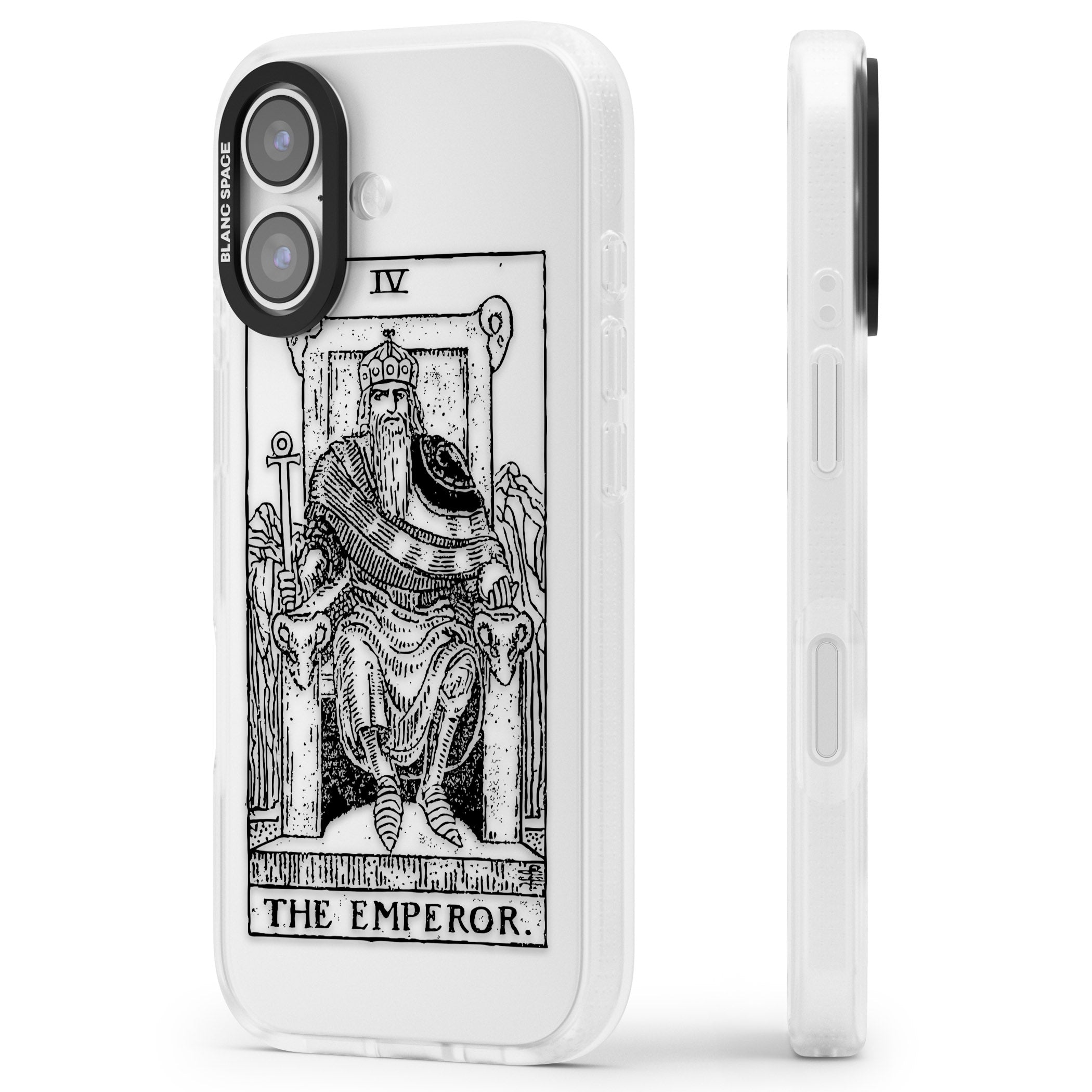 Personalised The Emperor Tarot iPhone 17 Impact Air Clear Phone Case Side Profile