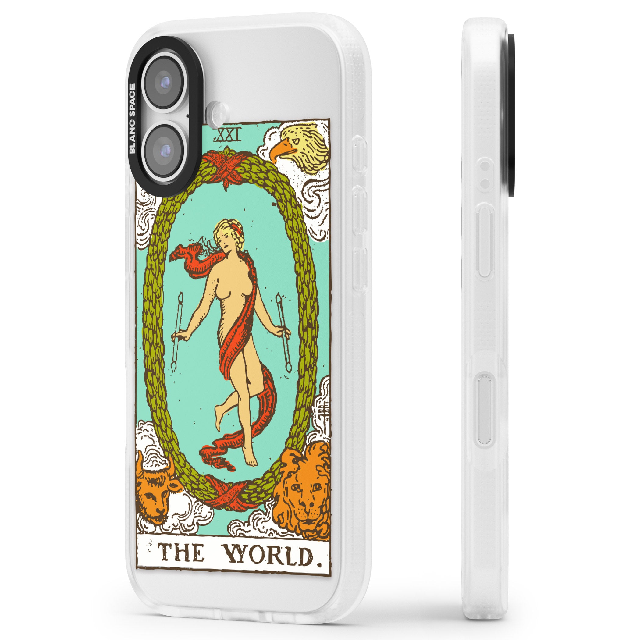 Personalised The World Tarot Card (Color) iPhone 17 Impact Air Clear Phone Case Side Profile