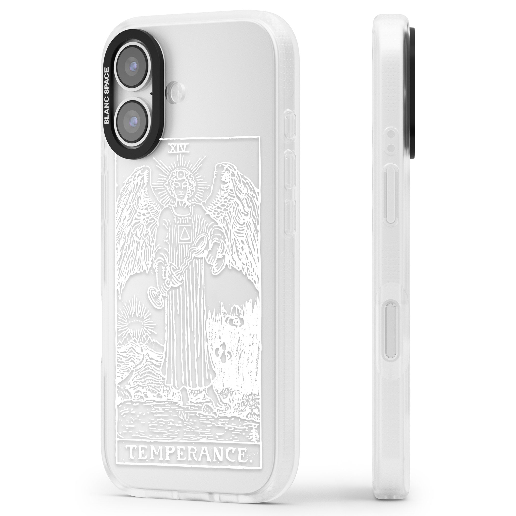 Personalised Temperance Tarot Card (White) iPhone 17 Impact Air Clear Phone Case Side Profile