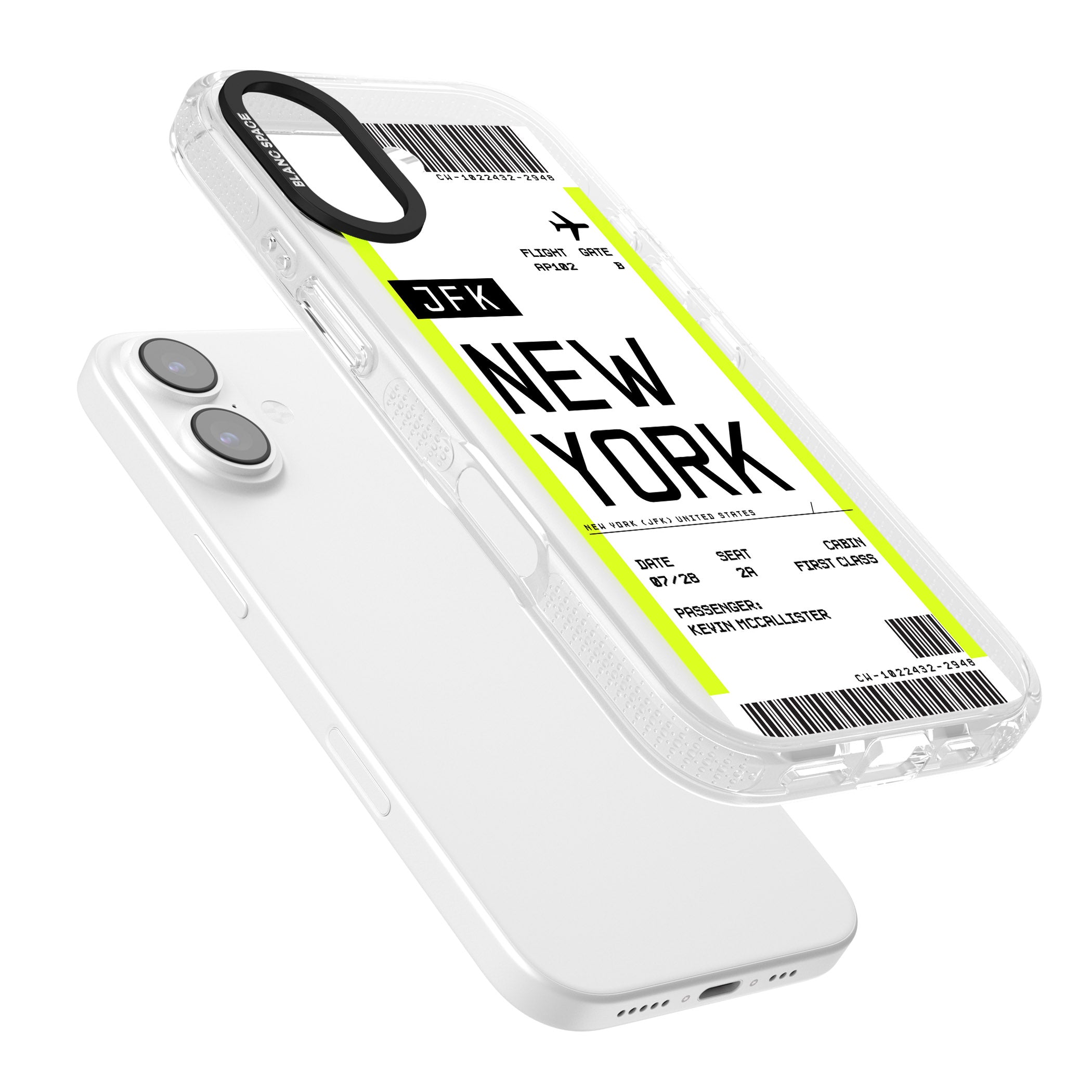Personalised New York Boarding Pass iPhone 17 Impact Air Clear Phone Case Colours