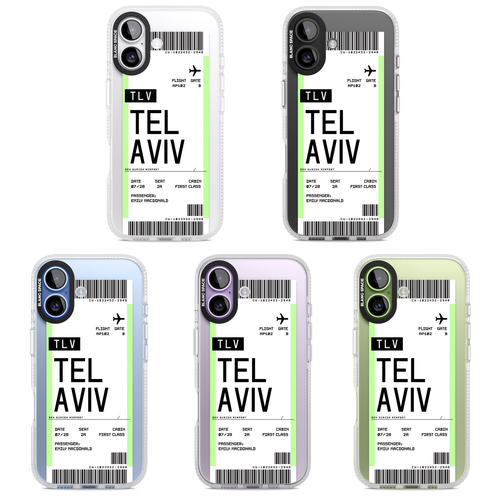 Personalised Tel Aviv Boarding Pass iPhone 17 Impact Air Clear Phone Case APT Impact Protection
