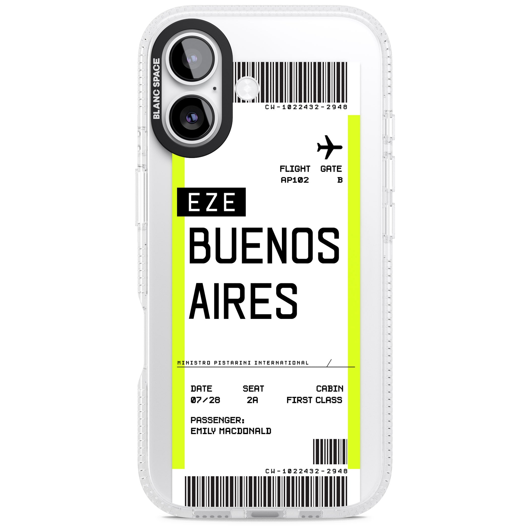 Personalised Buenos Aires Boarding Pass iPhone 17 Impact Air Clear Phone Case