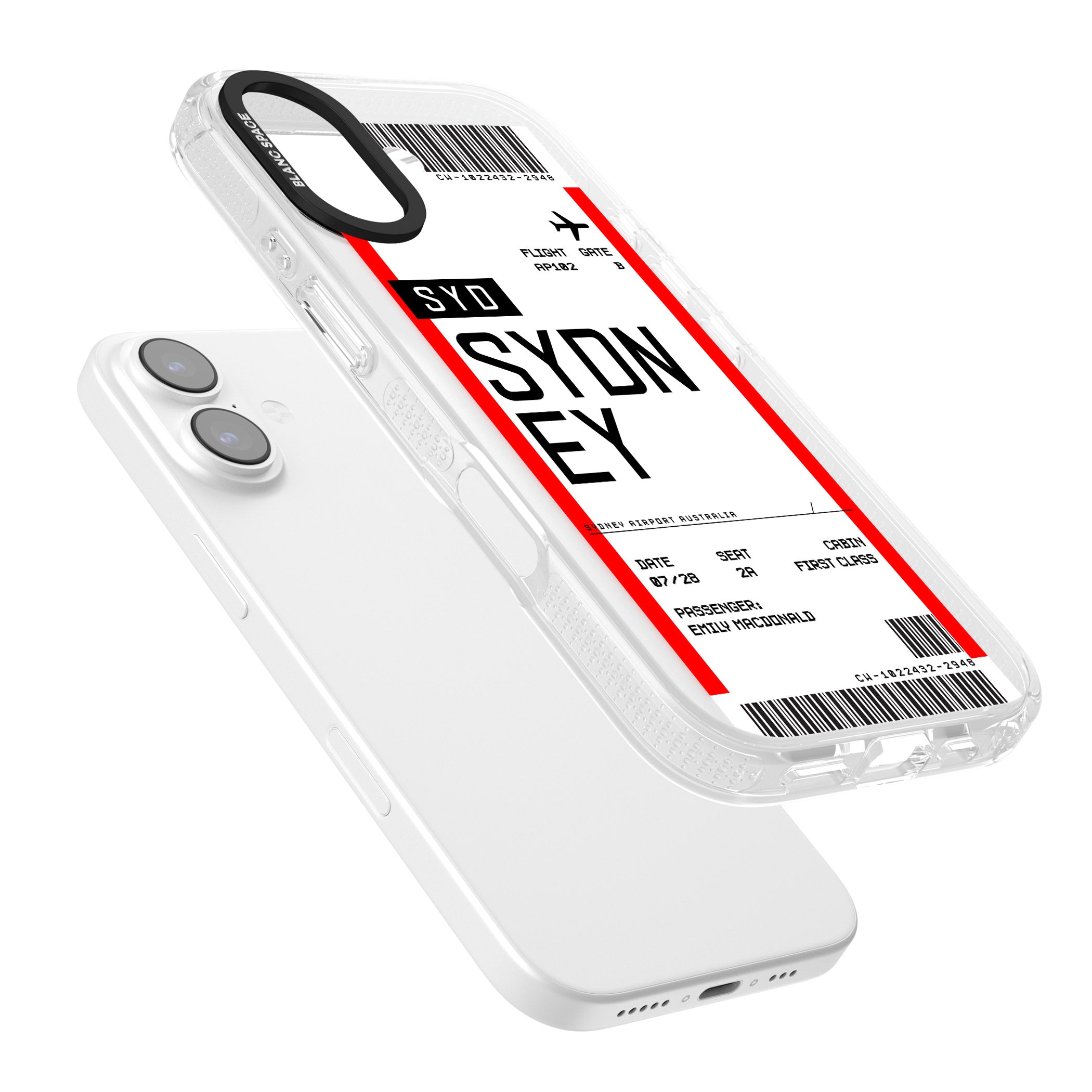 Personalised Sydney Boarding Pass iPhone 17 Impact Air Clear Phone Case Colours