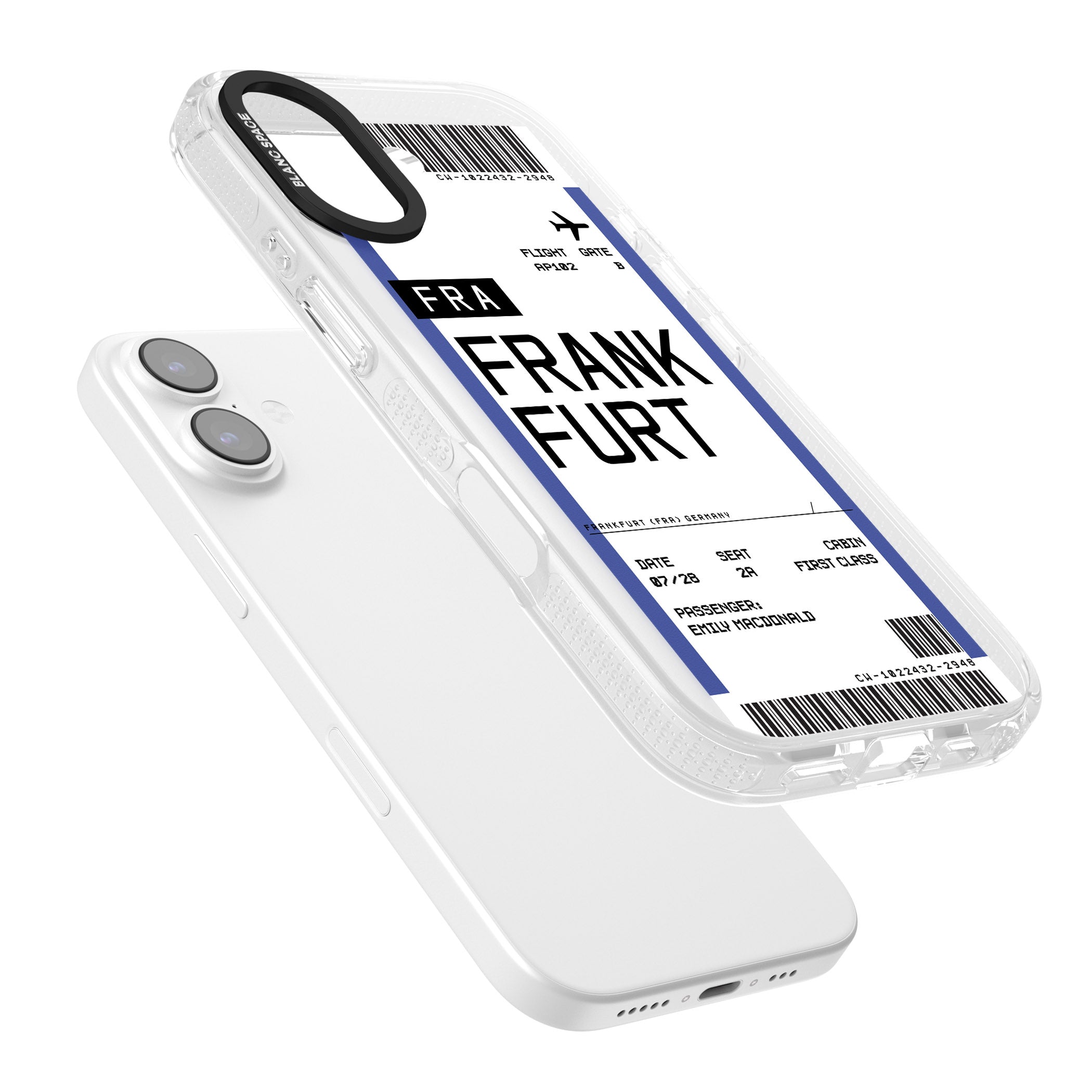 Personalised Frankfurt Boarding Pass iPhone 17 Impact Air Clear Phone Case Colours