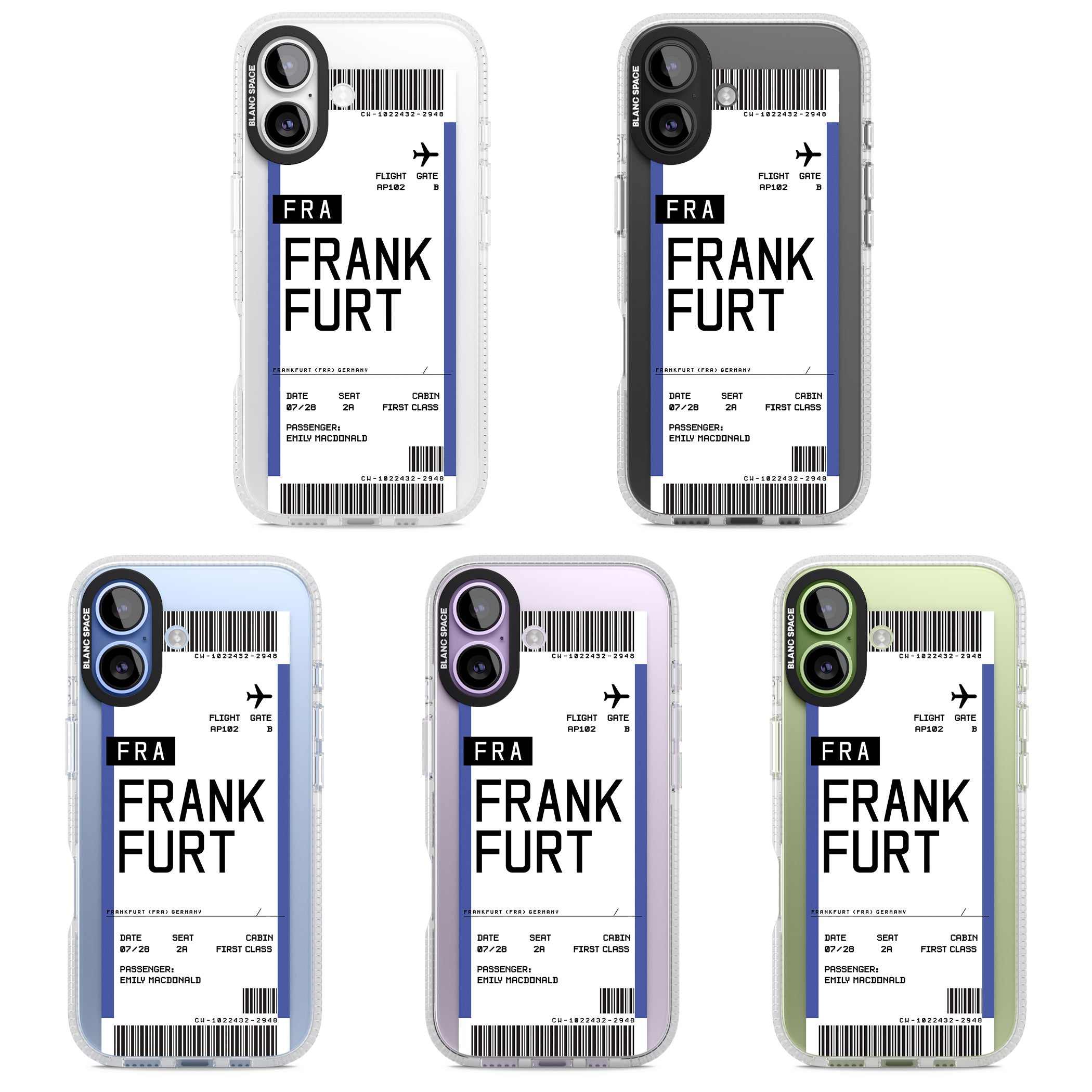 Personalised Frankfurt Boarding Pass iPhone 17 Impact Air Clear Phone Case APT Impact Protection