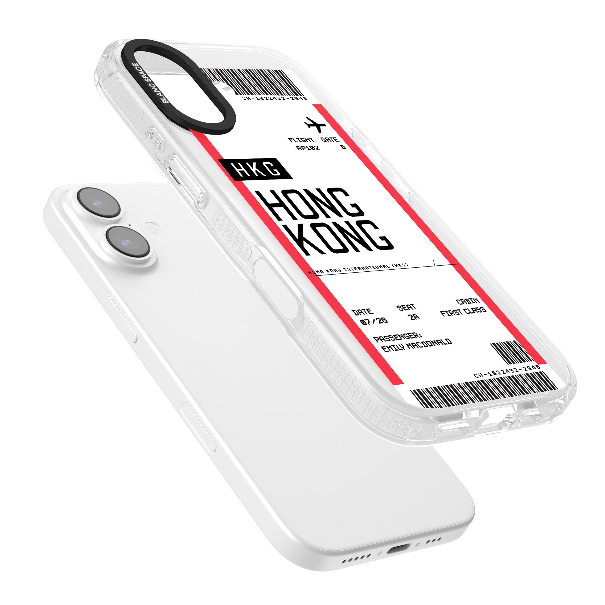 Personalised Hong Kong Boarding Pass iPhone 17 Impact Air Clear Phone Case Colours