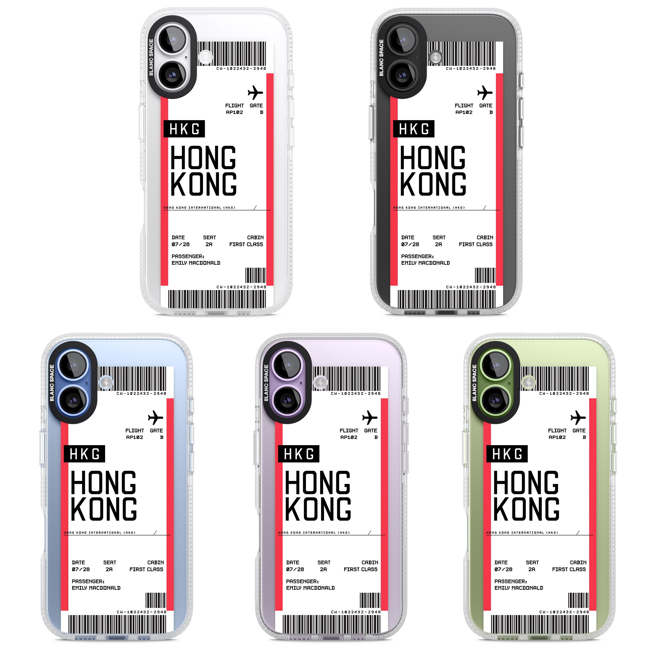 Personalised Hong Kong Boarding Pass iPhone 17 Impact Air Clear Phone Case APT Impact Protection