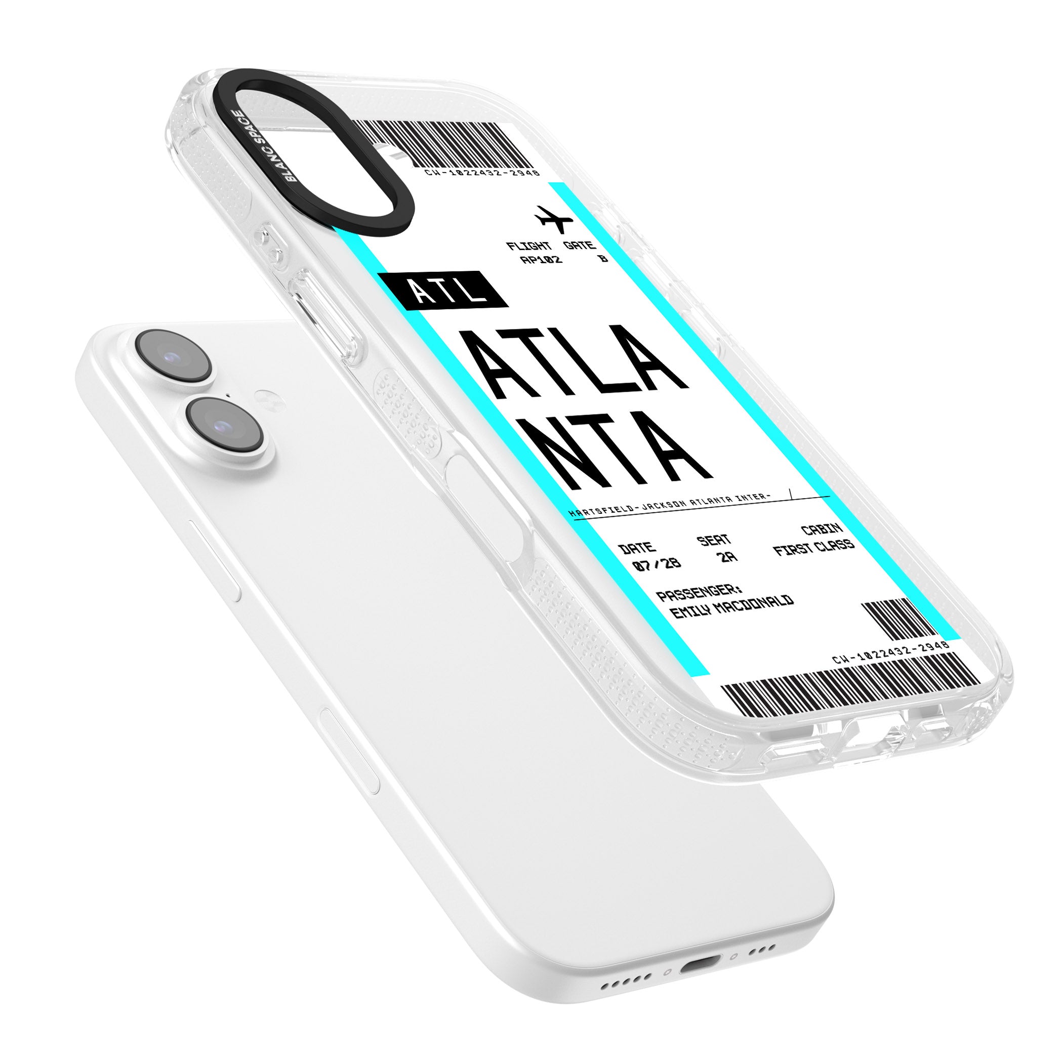 Personalised Atlanta Boarding Pass iPhone 17 Impact Air Clear Phone Case Colours