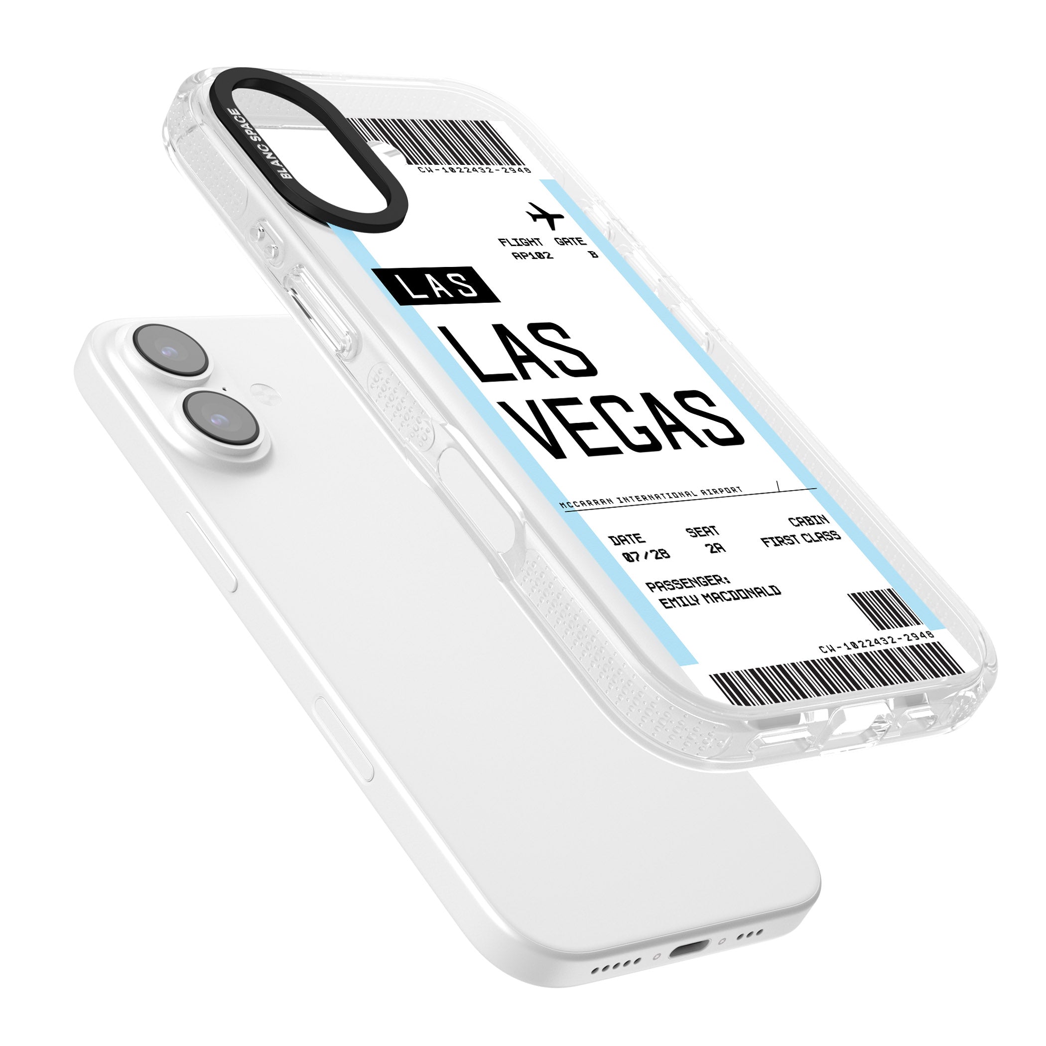Personalised Las Vegas Boarding Pass iPhone 17 Impact Air Clear Phone Case Colours