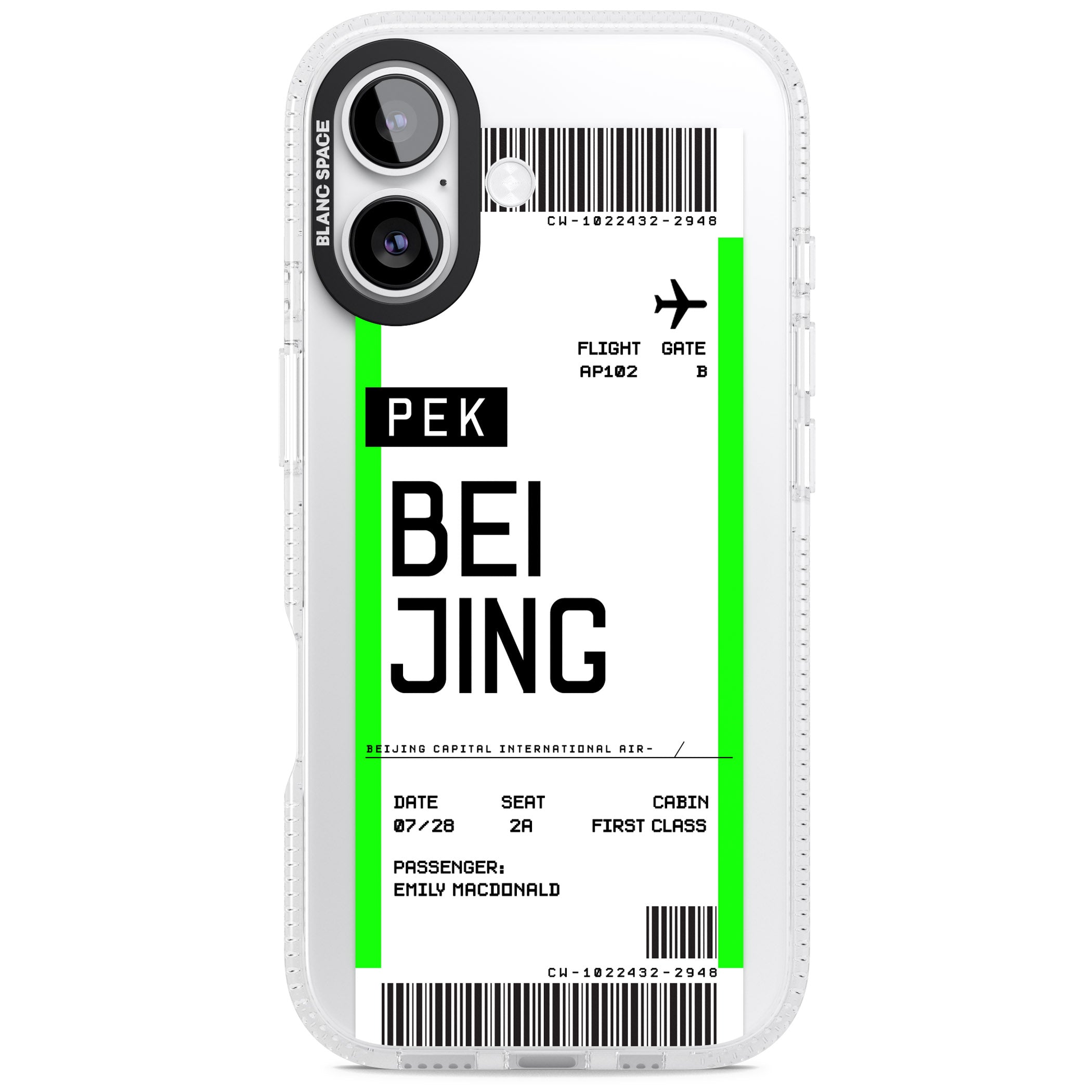 Personalised Beijing Boarding Pass iPhone 17 Impact Air Clear Phone Case