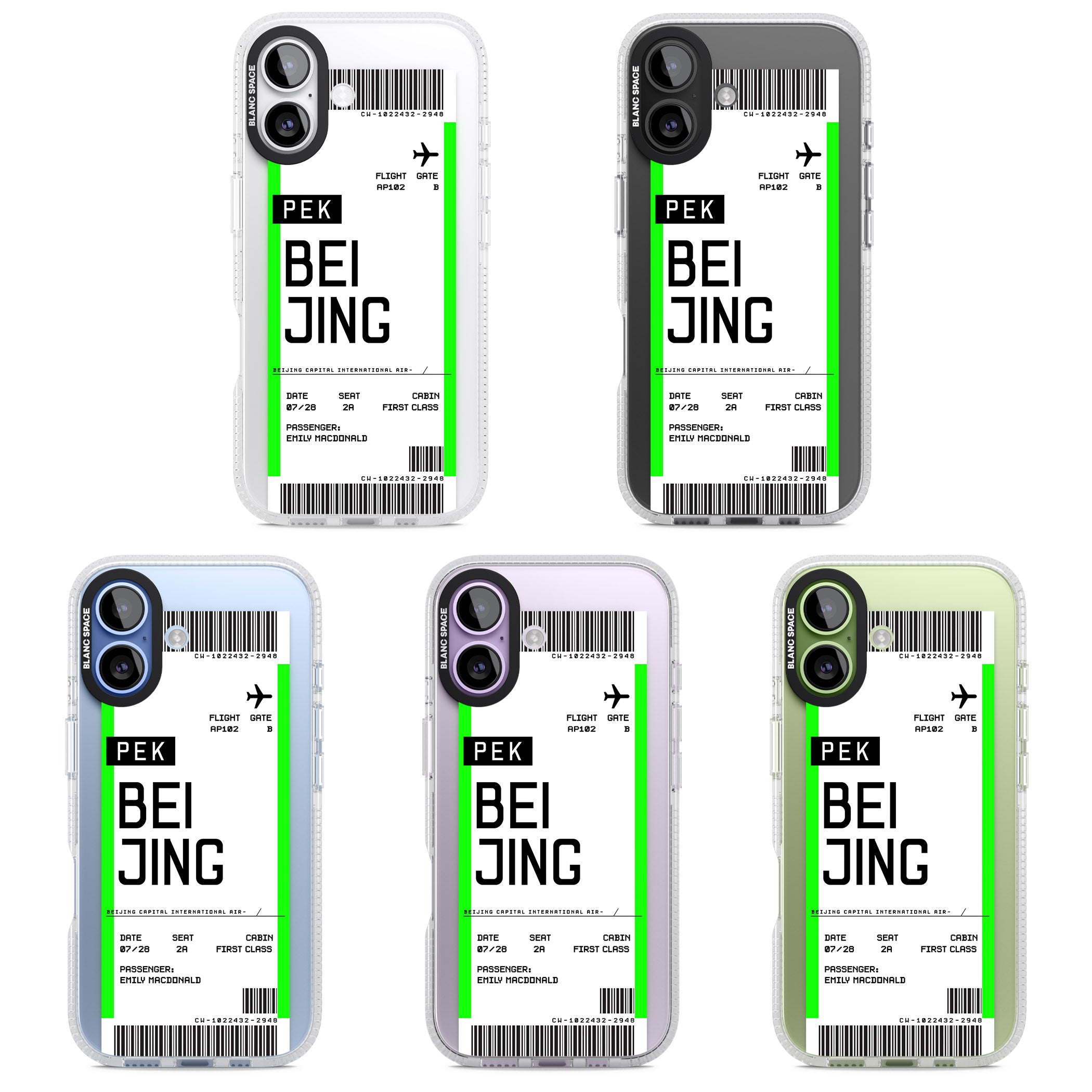 Personalised Beijing Boarding Pass iPhone 17 Impact Air Clear Phone Case APT Impact Protection