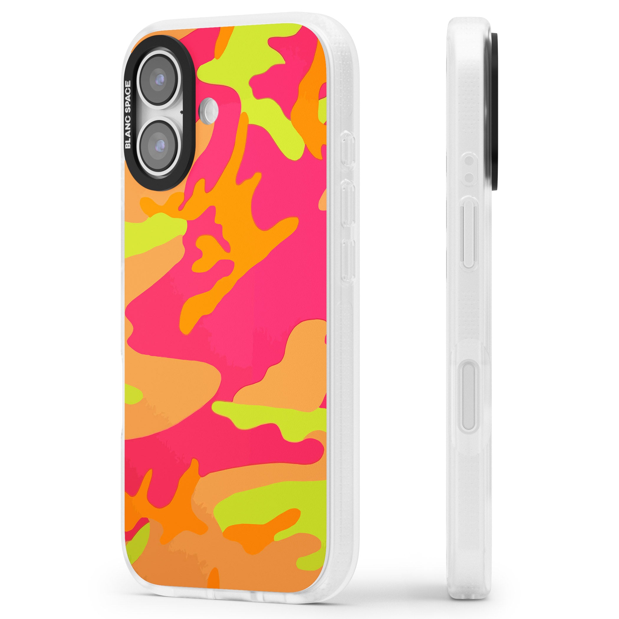Neon Camo iPhone 17 Impact Air Clear Phone Case Side Profile