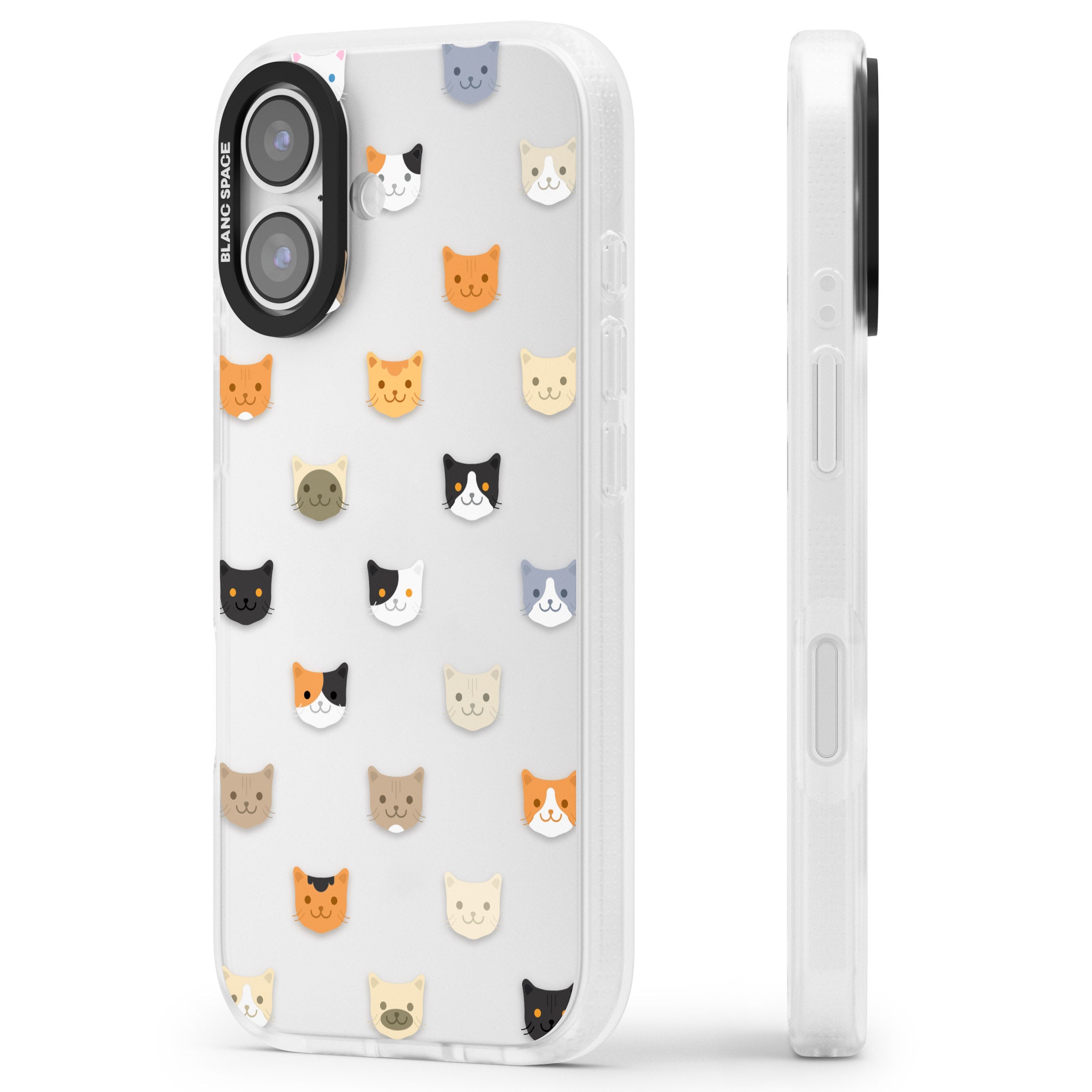 Cute Cat Face Transparent iPhone 17 Impact Air Clear Phone Case Side Profile